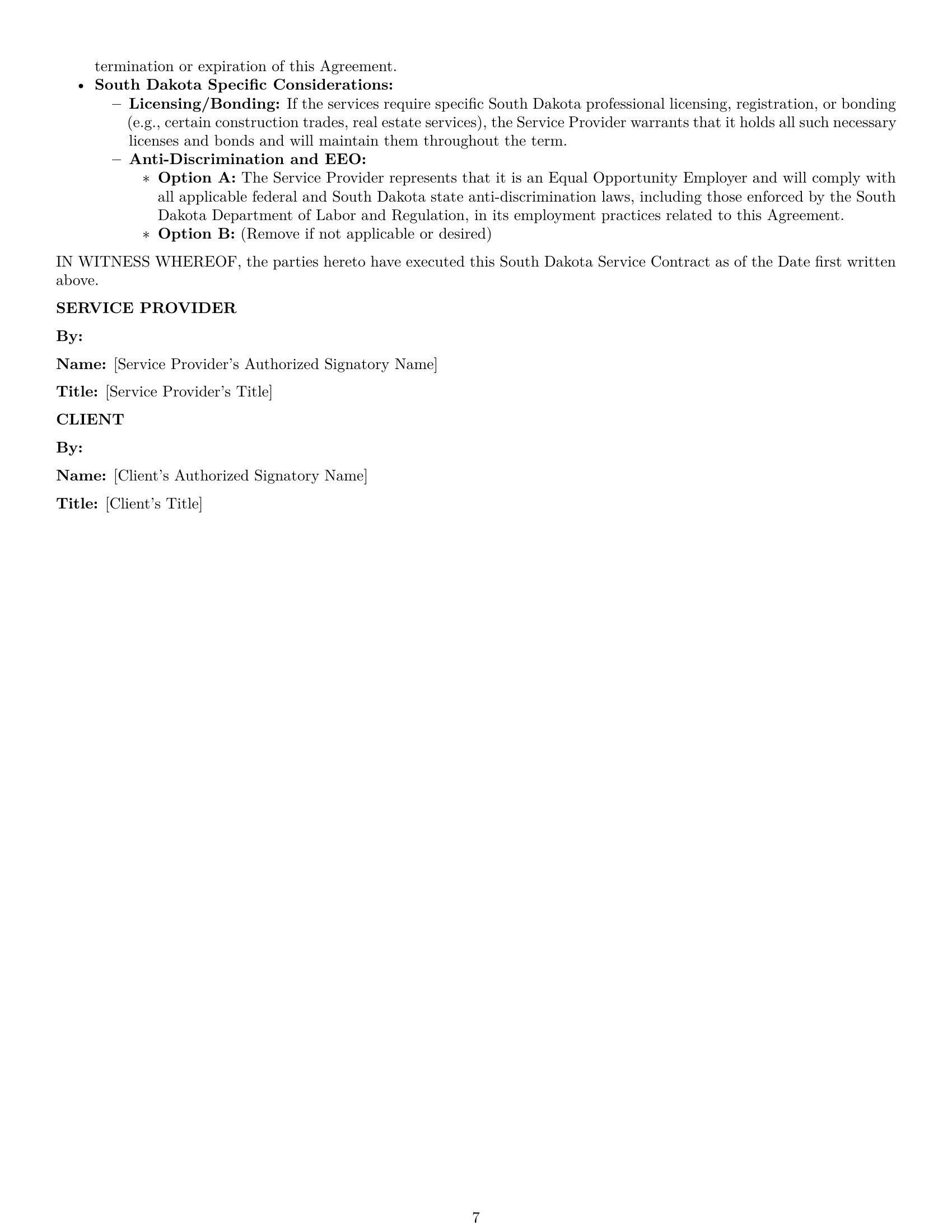Preview page 7 of Pro South Dakota service contract template