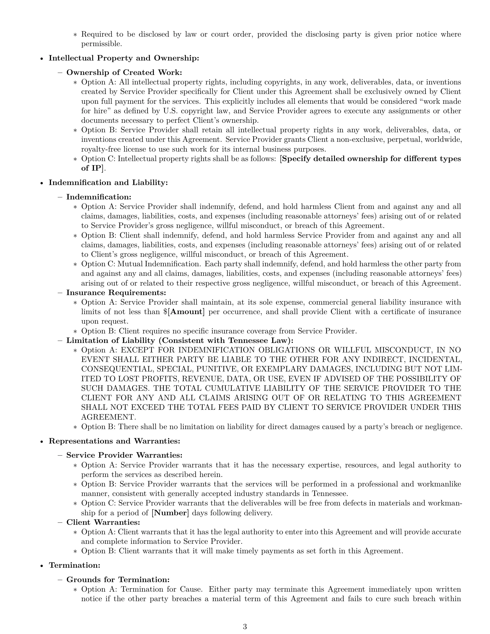 Preview page 3 of Pro Tennessee service contract template