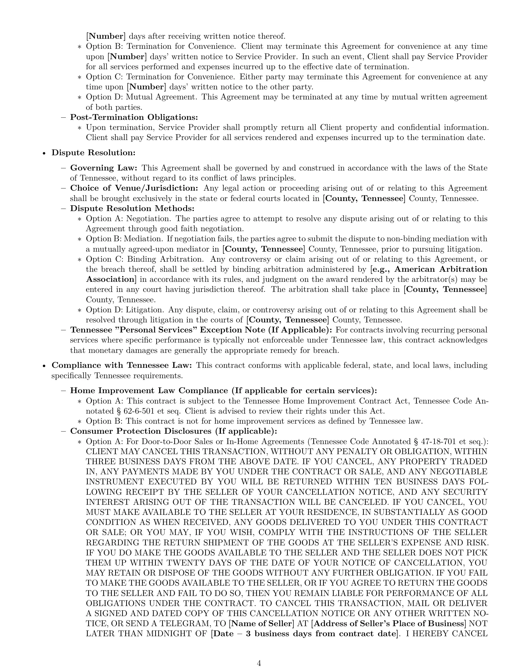 Preview page 4 of Pro Tennessee service contract template