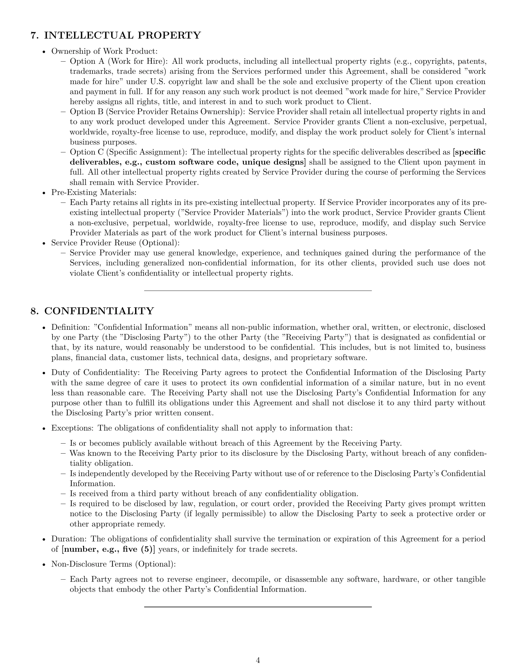 Preview page 4 of Pro Texas service contract template