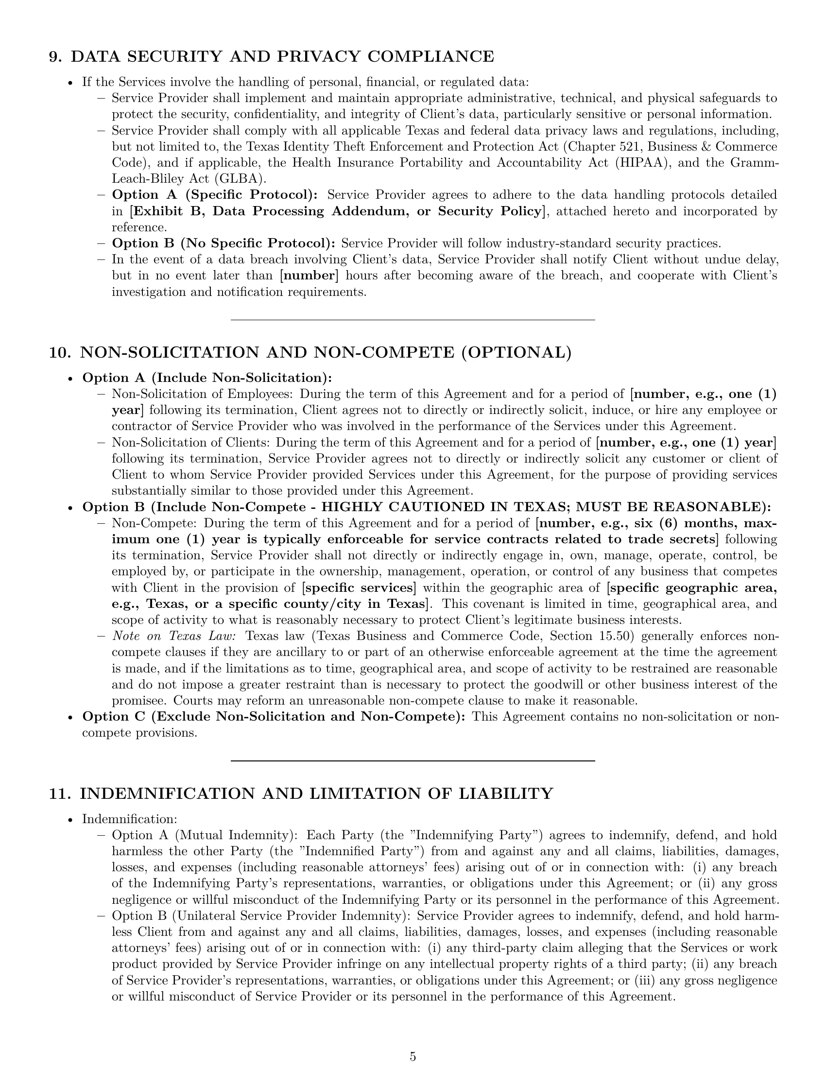 Preview page 5 of Pro Texas service contract template