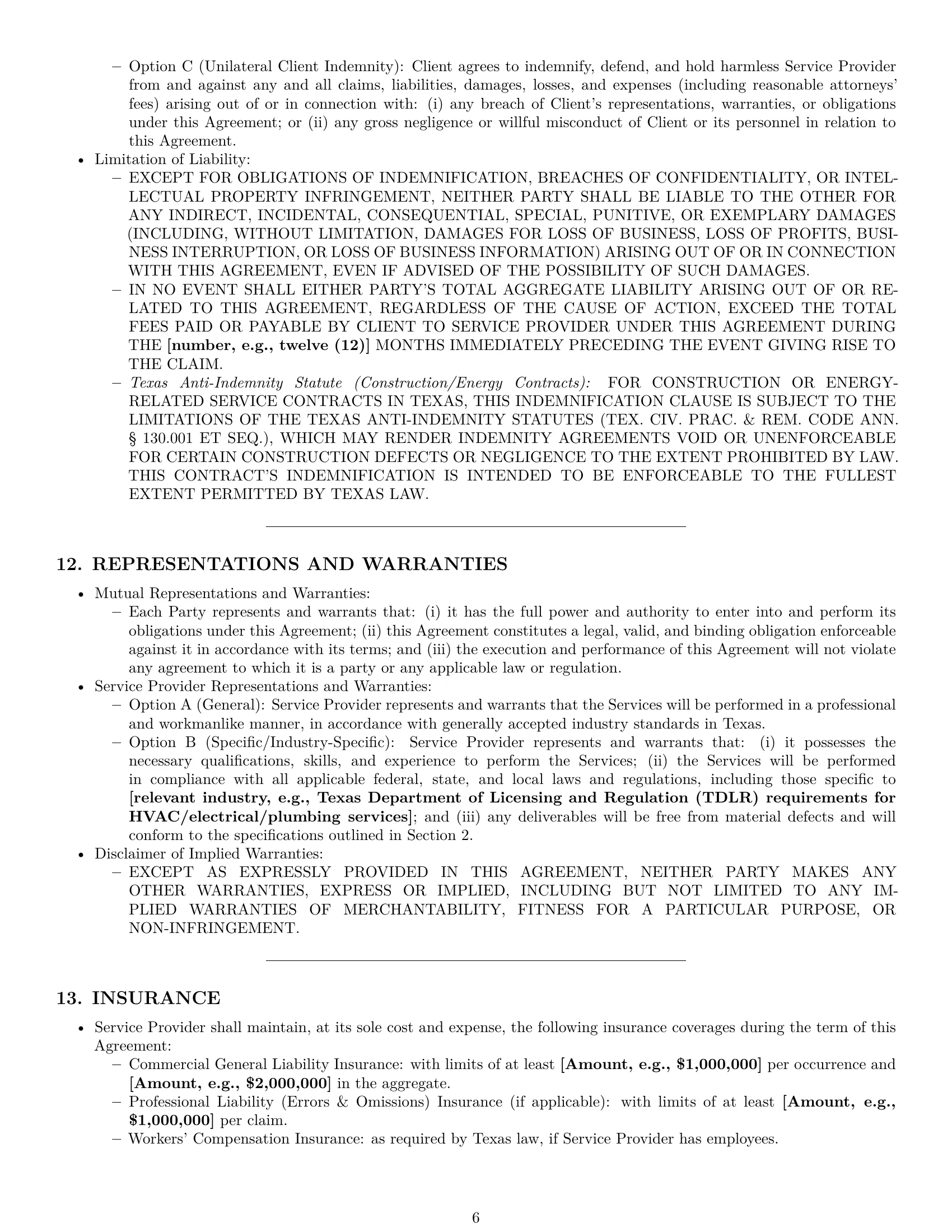 Preview page 6 of Pro Texas service contract template