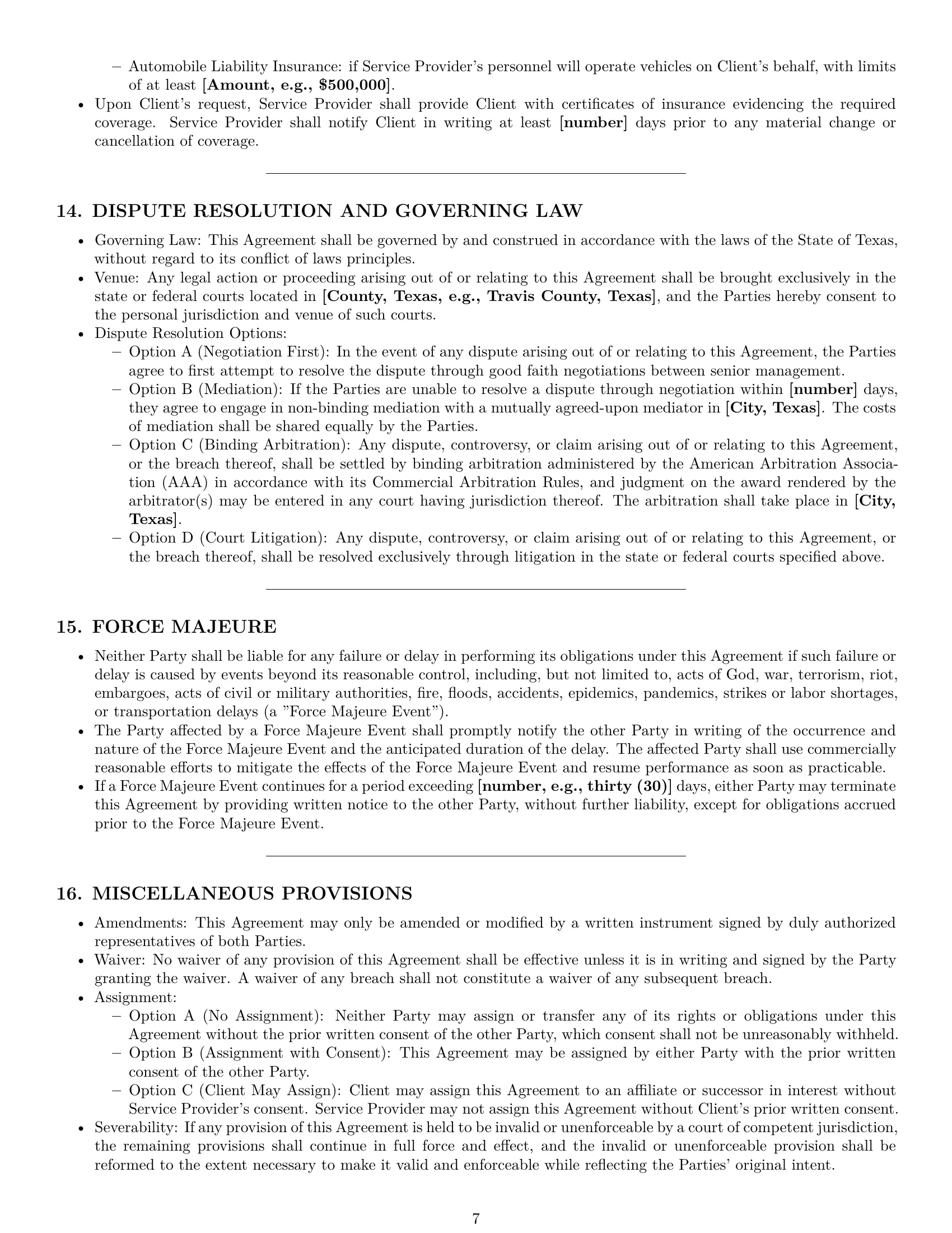 Preview page 7 of Pro Texas service contract template