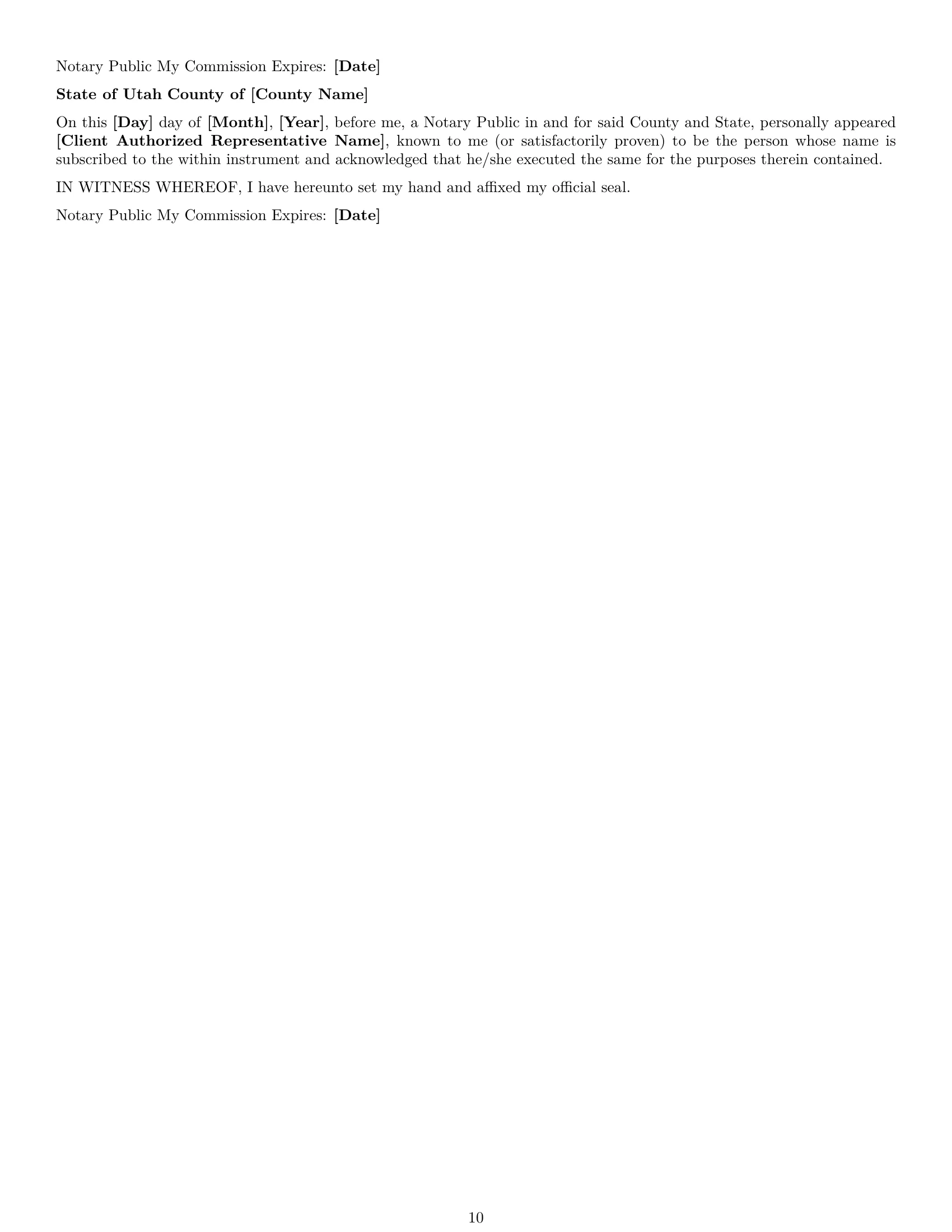 Preview page 10 of Pro Utah service contract template