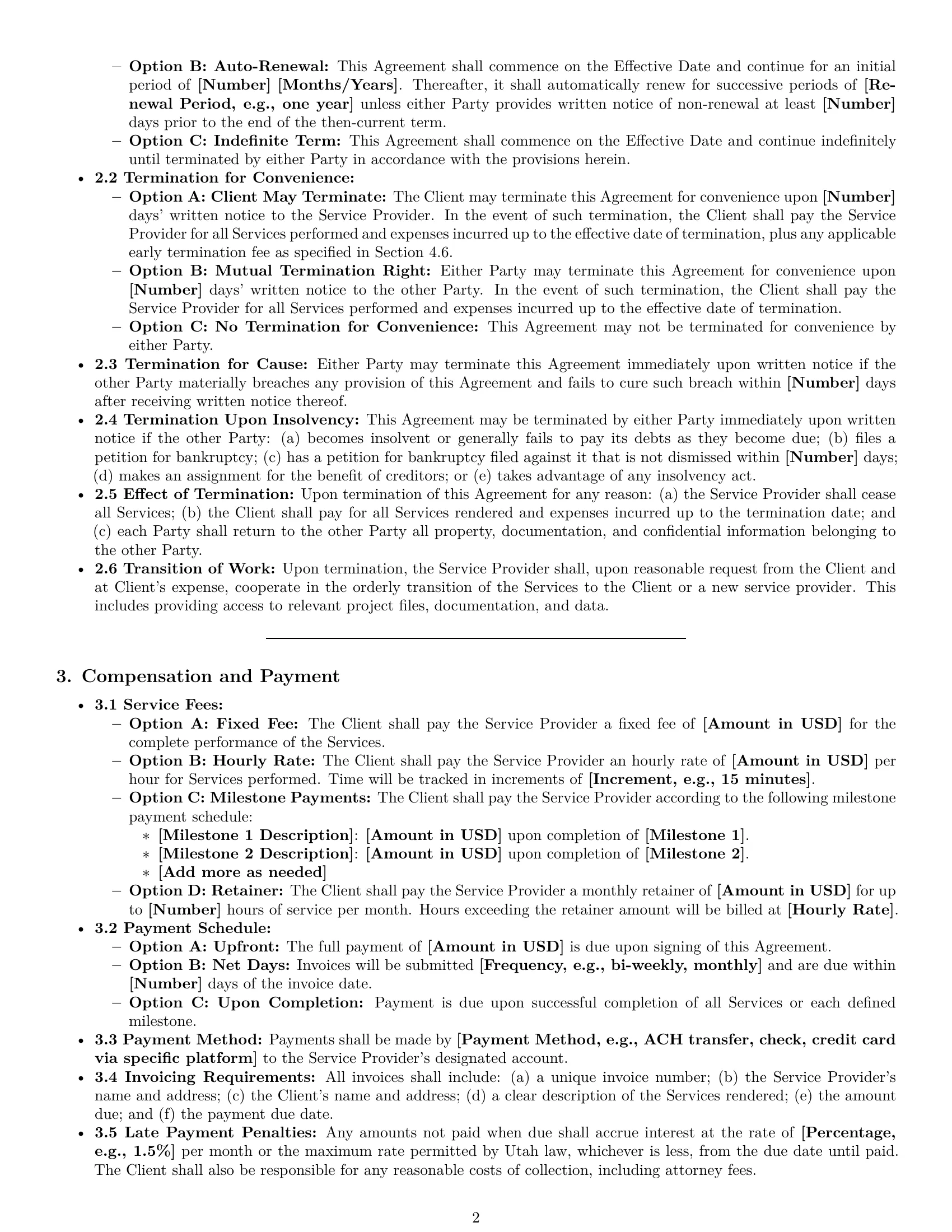 Preview page 2 of Pro Utah service contract template