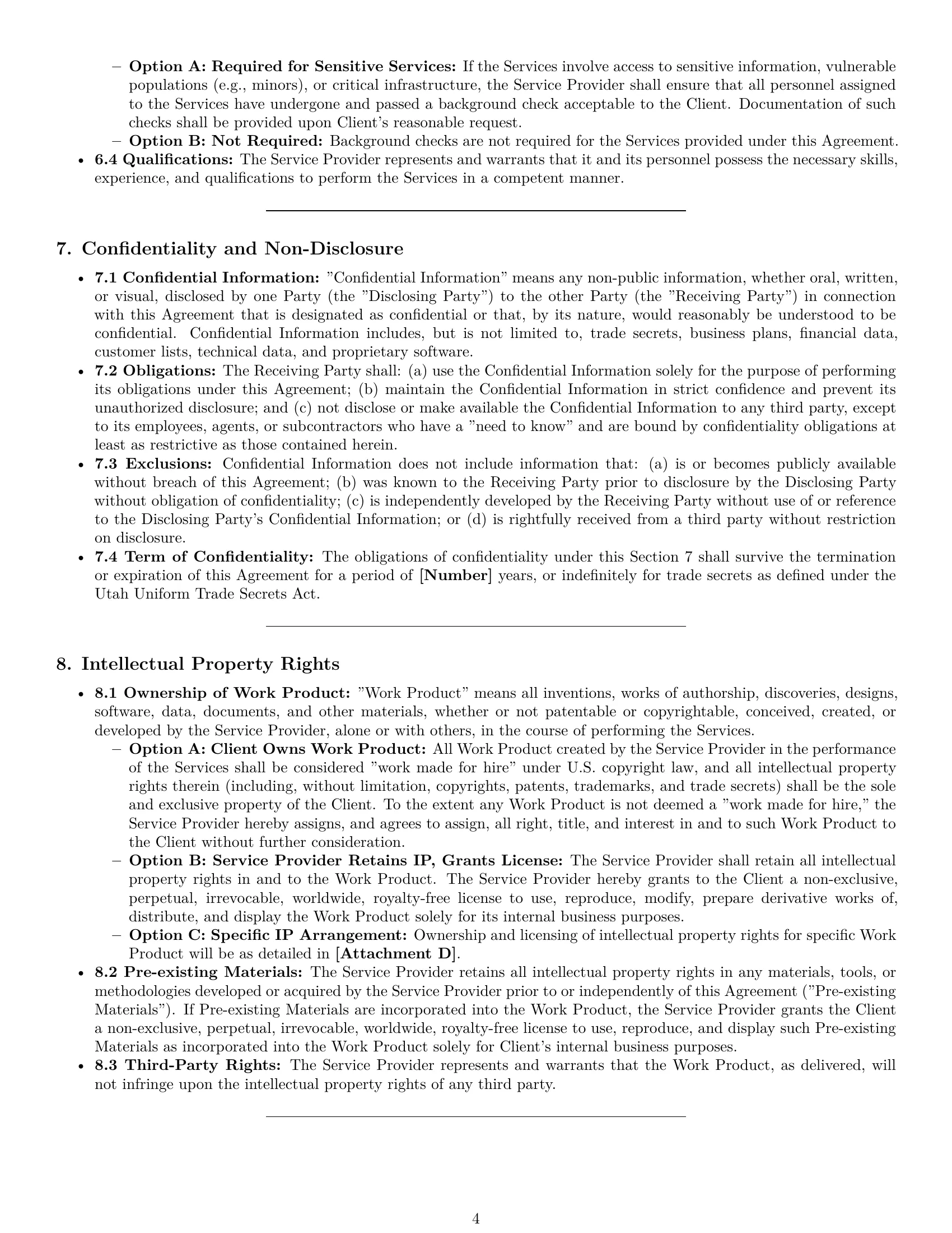 Preview page 4 of Pro Utah service contract template
