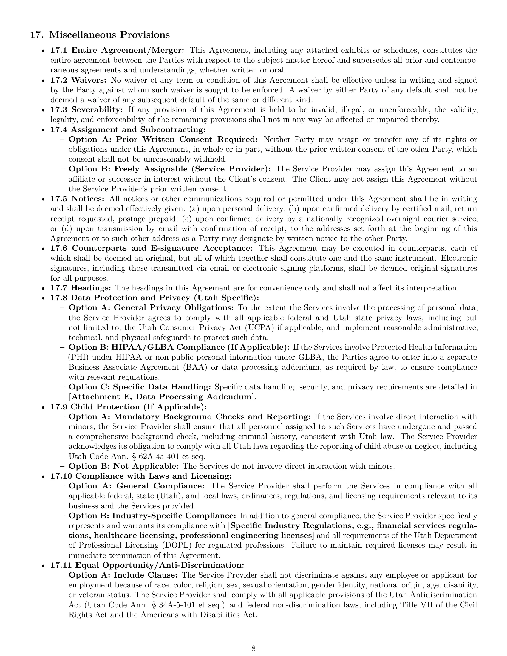 Preview page 8 of Pro Utah service contract template
