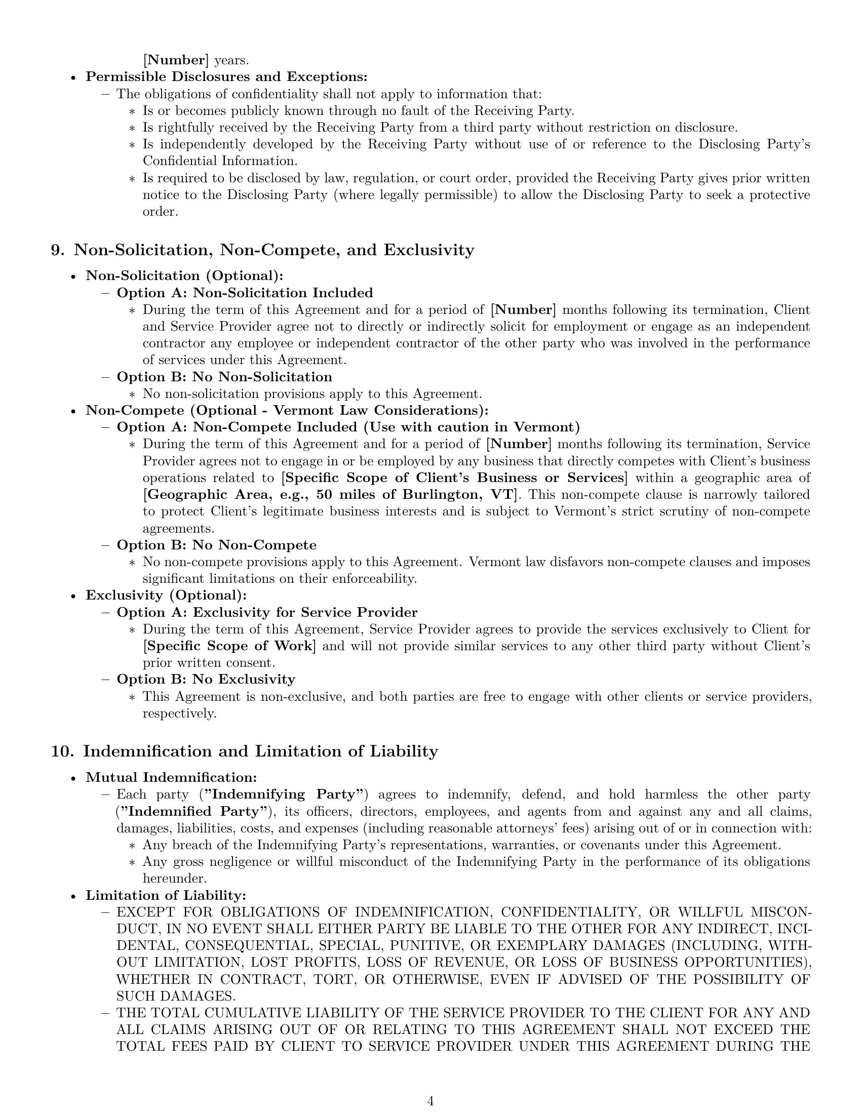 Preview page 4 of Pro Vermont service contract template