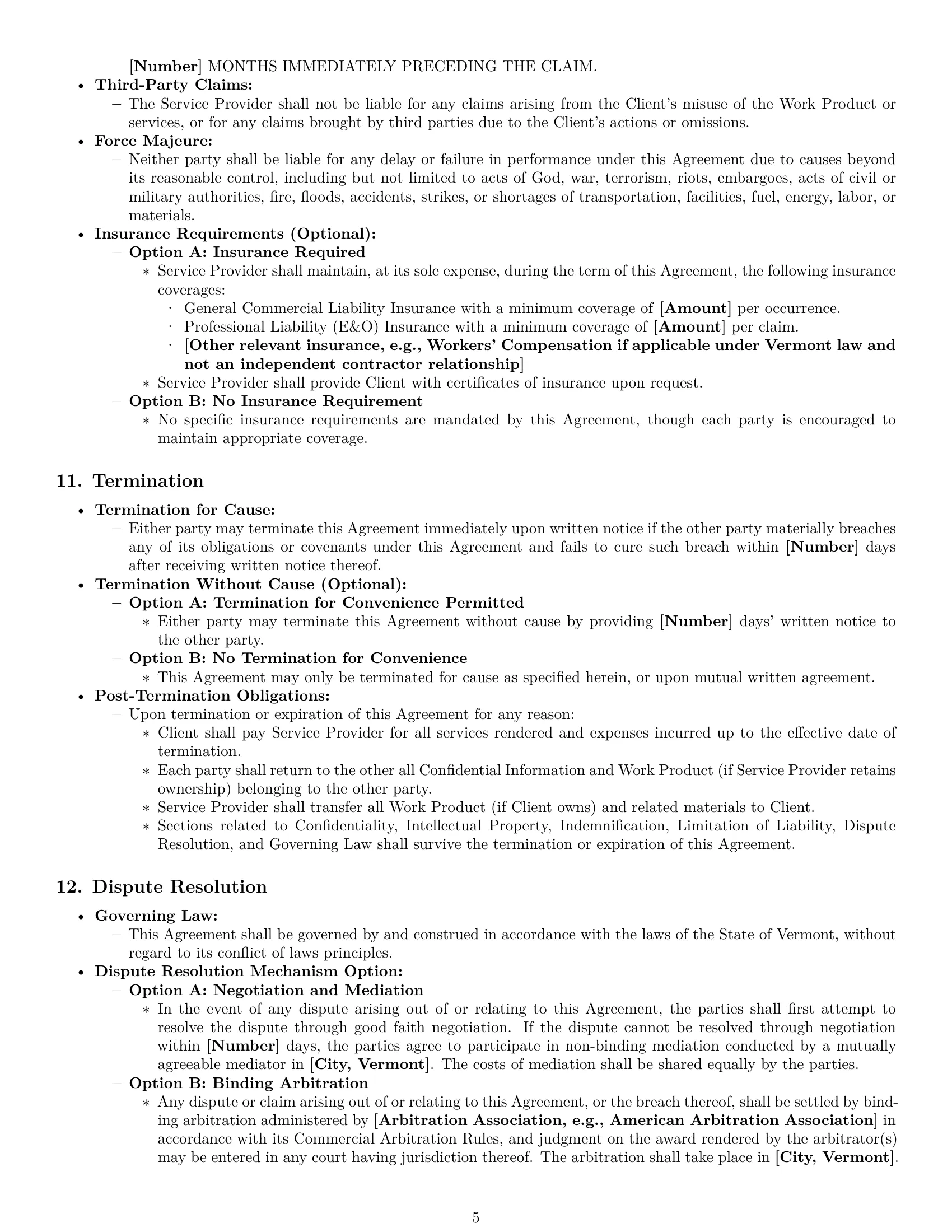 Preview page 5 of Pro Vermont service contract template