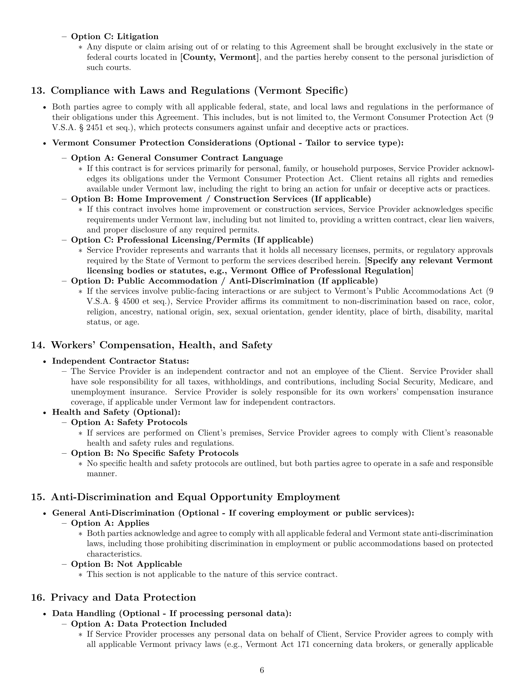Preview page 6 of Pro Vermont service contract template