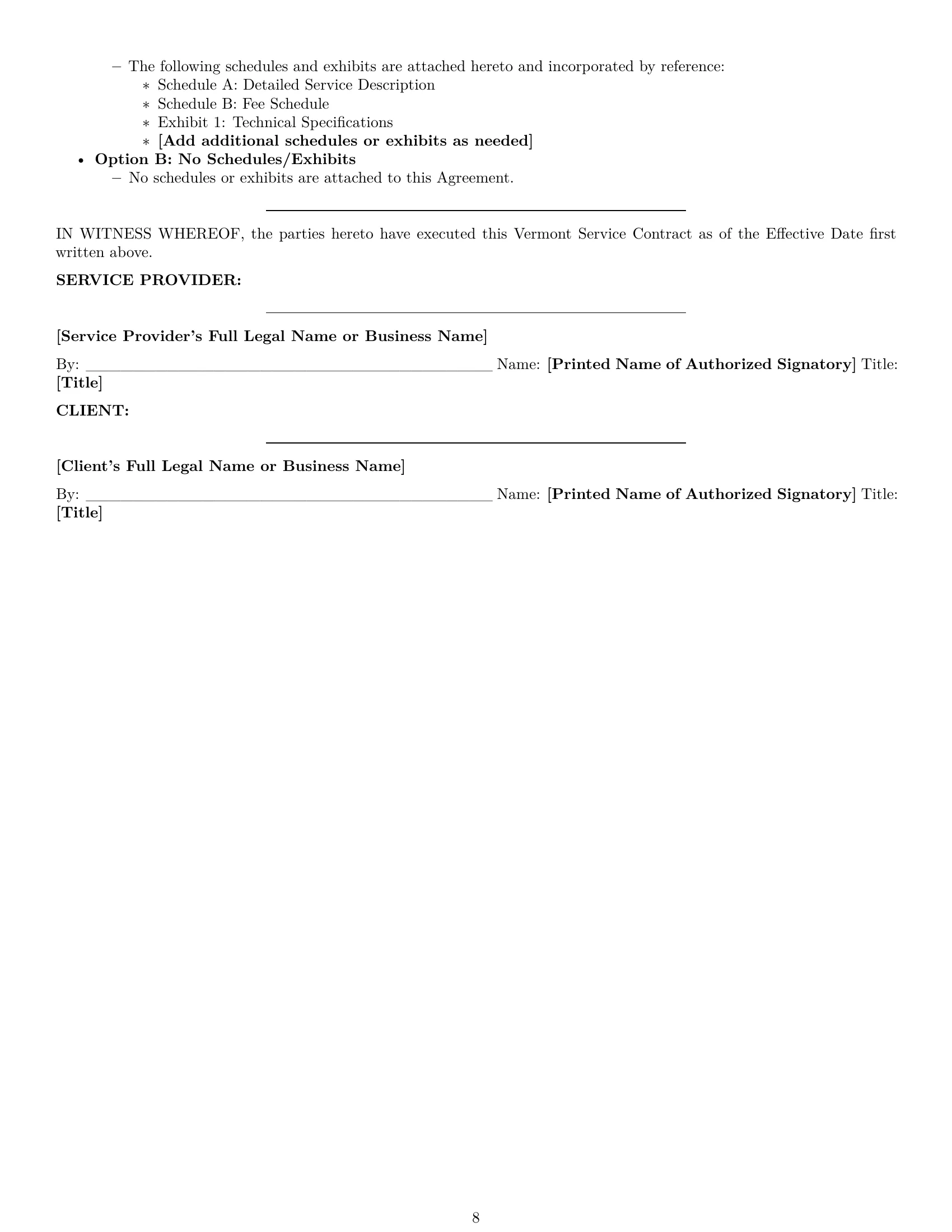 Preview page 8 of Pro Vermont service contract template