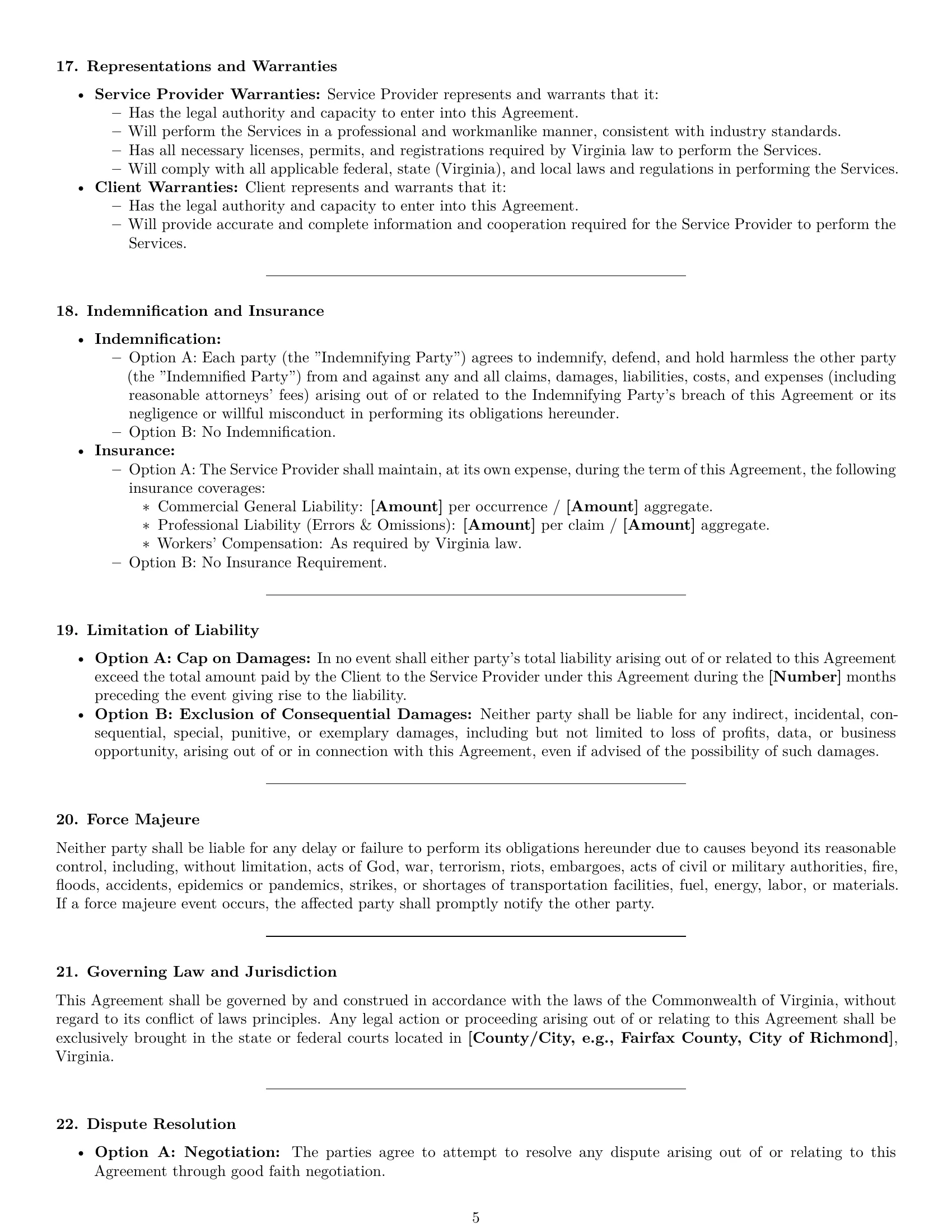 Preview page 5 of Pro Virginia service contract template