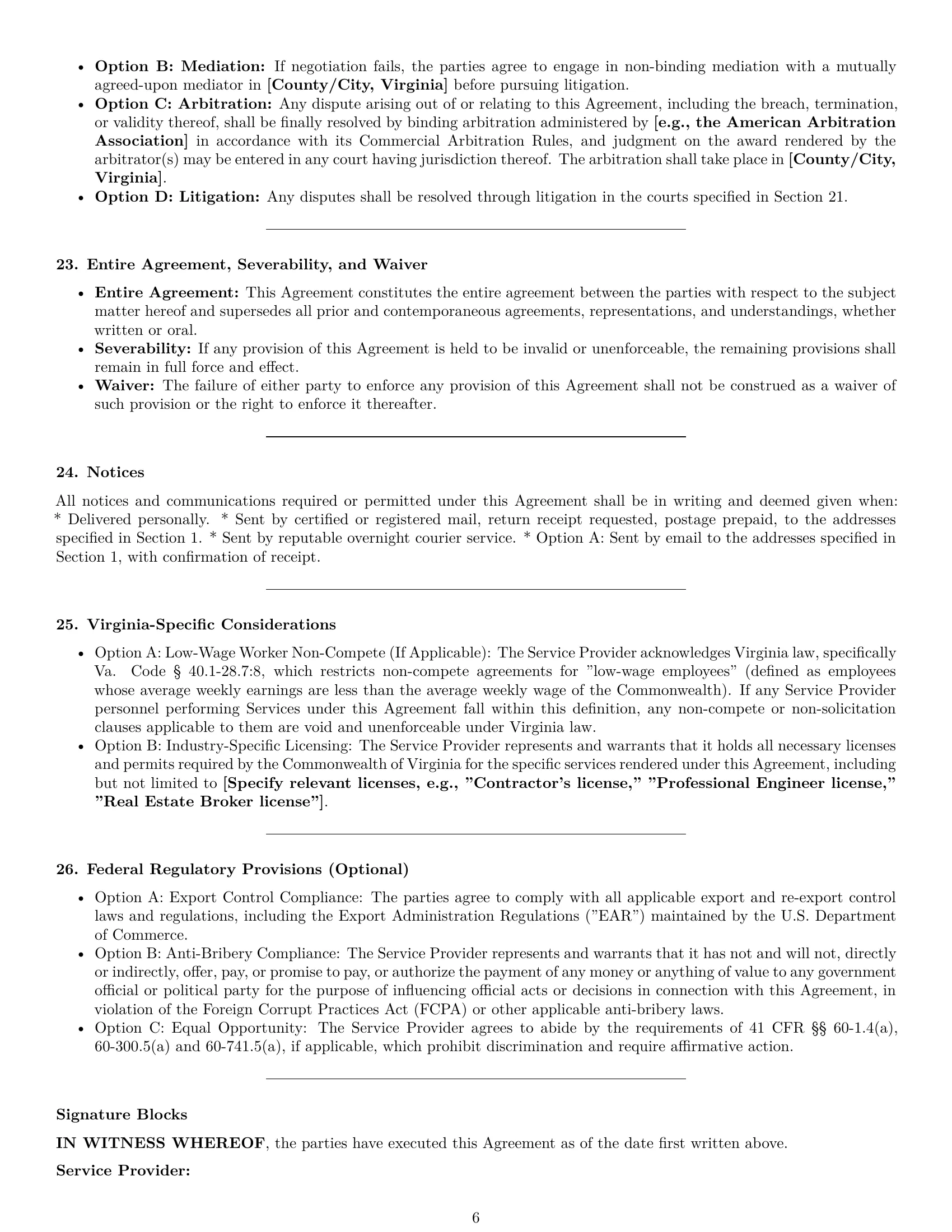 Preview page 6 of Pro Virginia service contract template