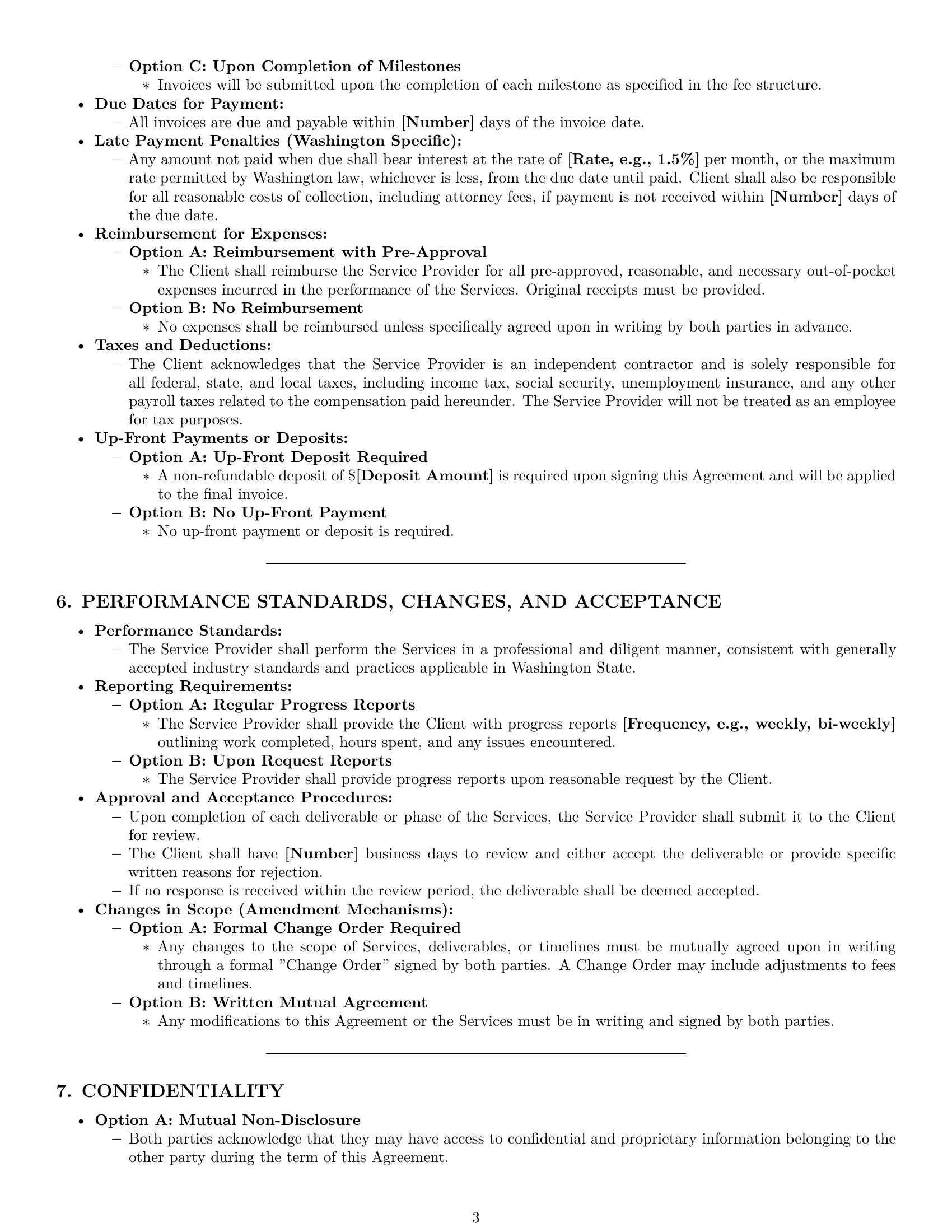 Preview page 3 of Pro Washington service contract template