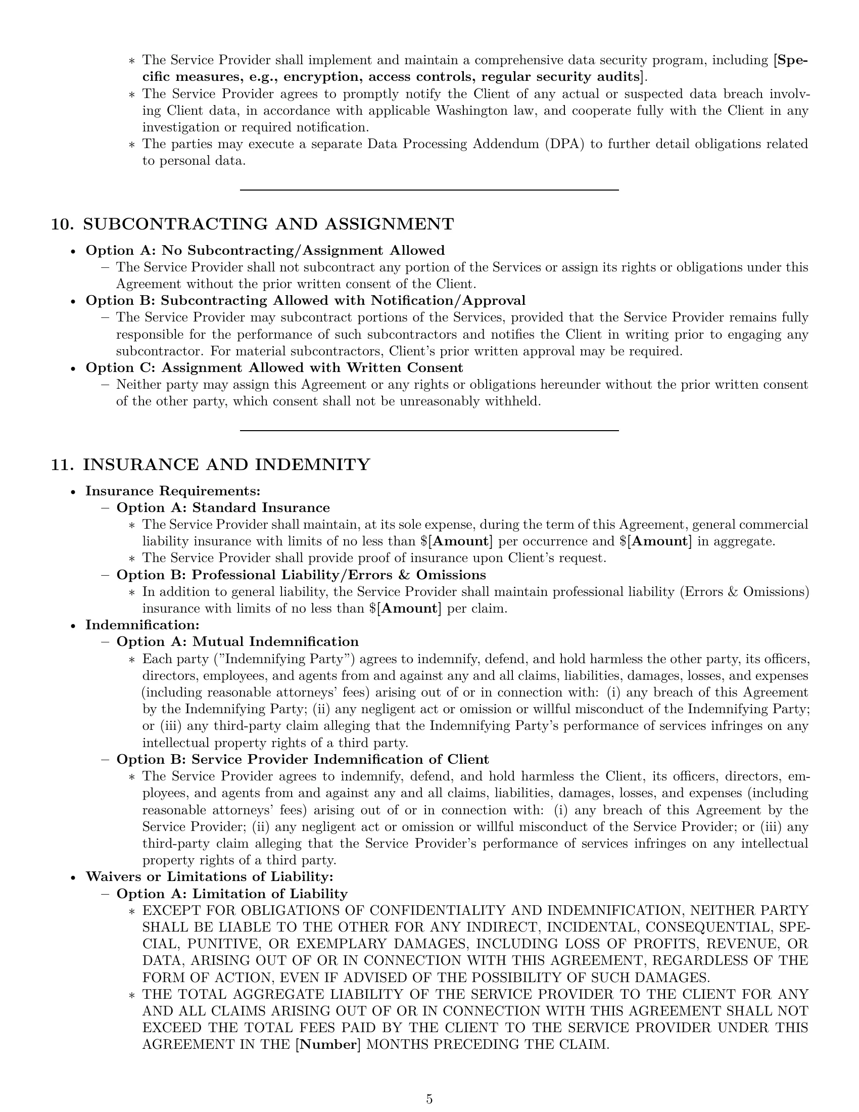 Preview page 5 of Pro Washington service contract template