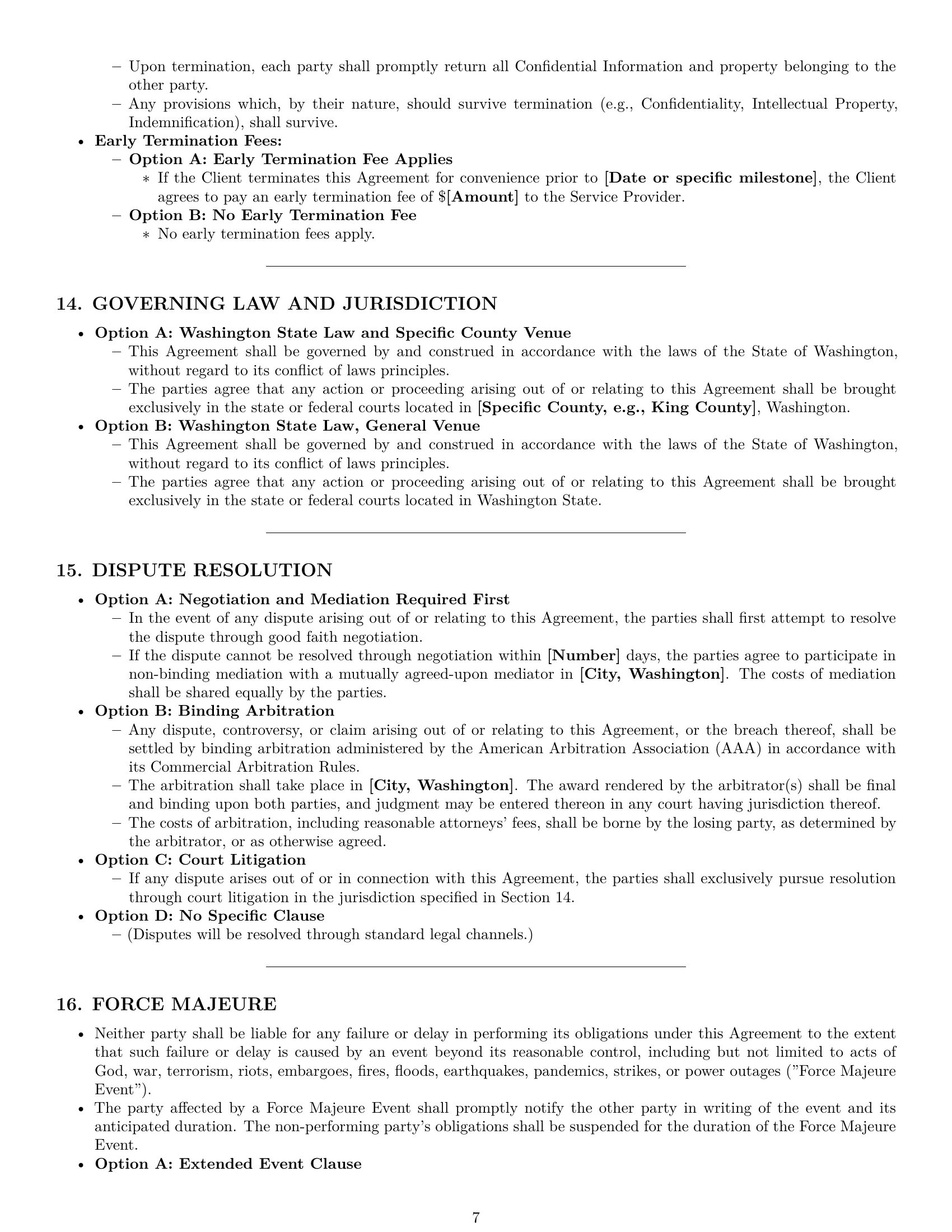 Preview page 7 of Pro Washington service contract template