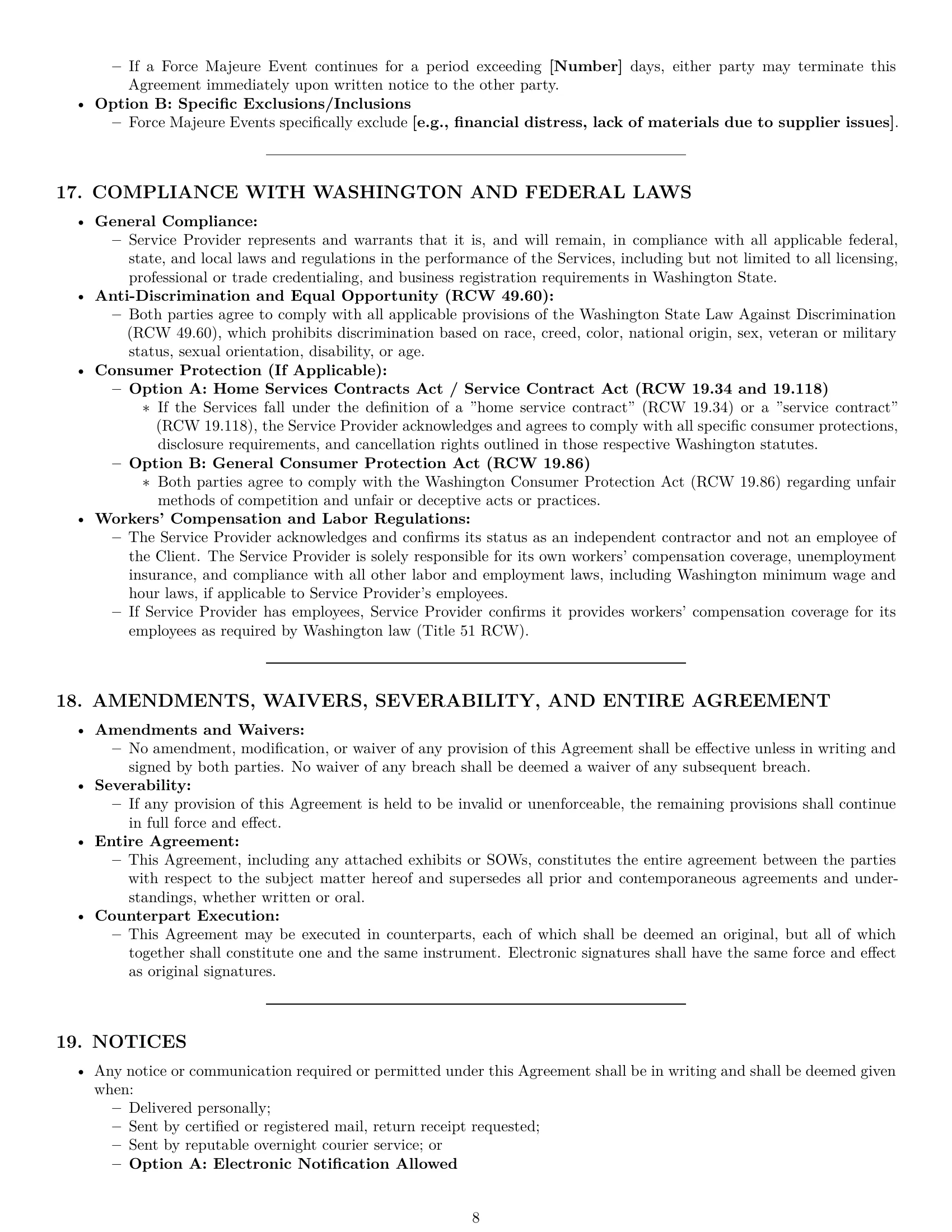 Preview page 8 of Pro Washington service contract template