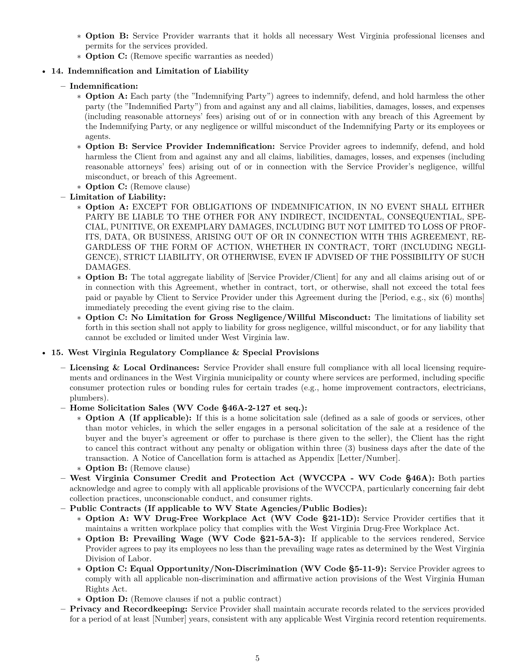 Preview page 5 of Pro West Virginia service contract template