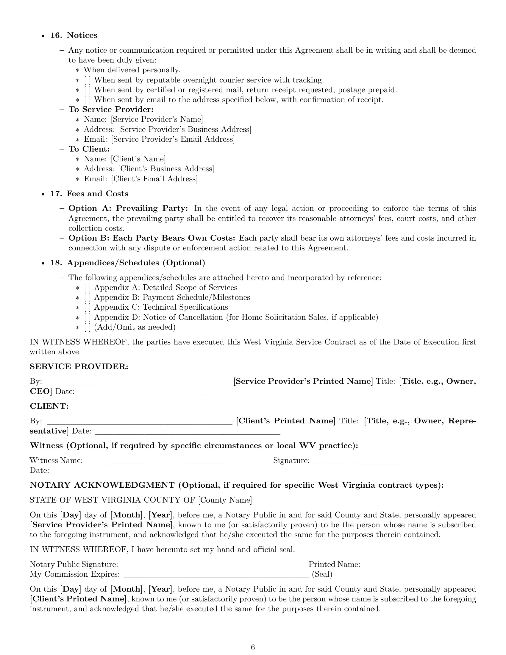 Preview page 6 of Pro West Virginia service contract template