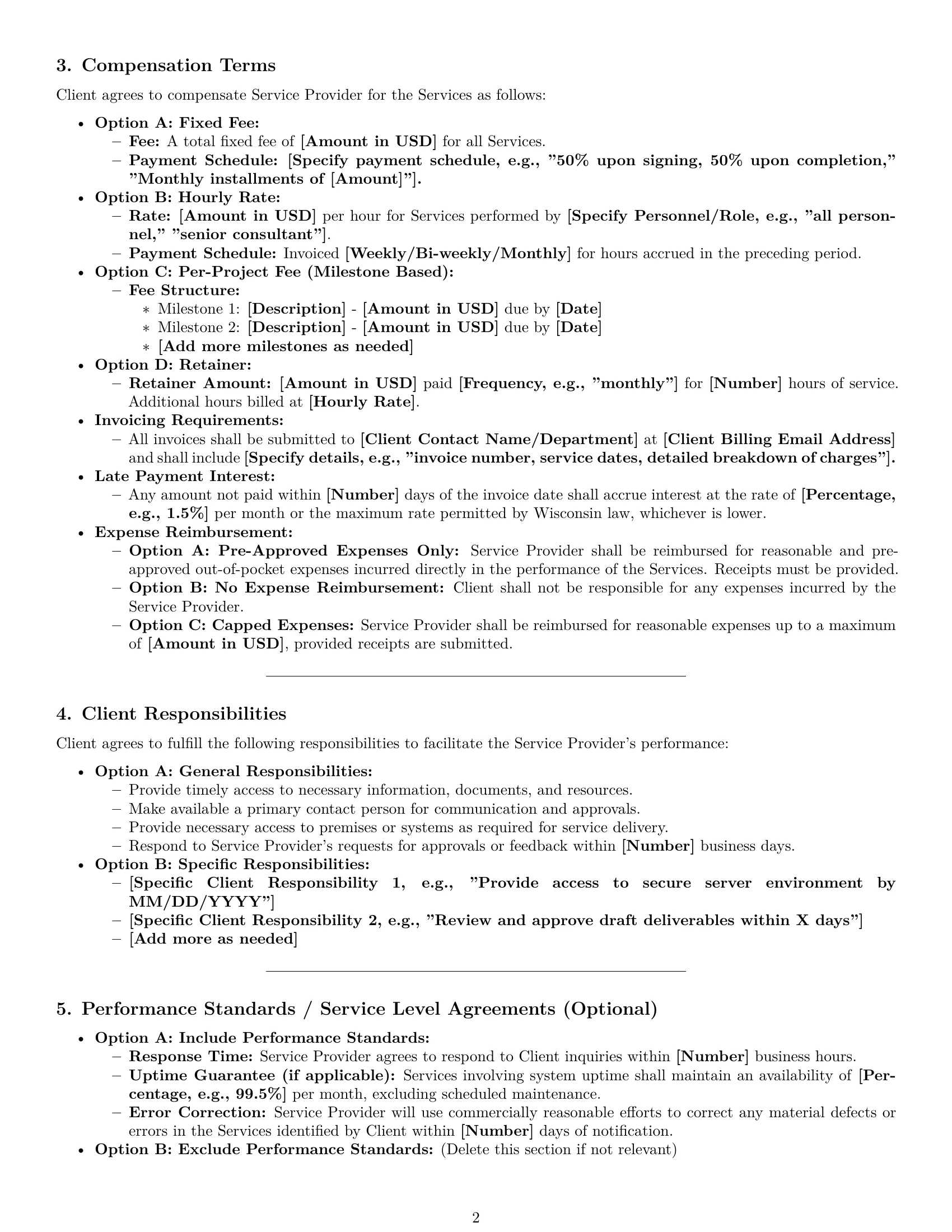 Preview page 2 of Pro Wisconsin service contract template