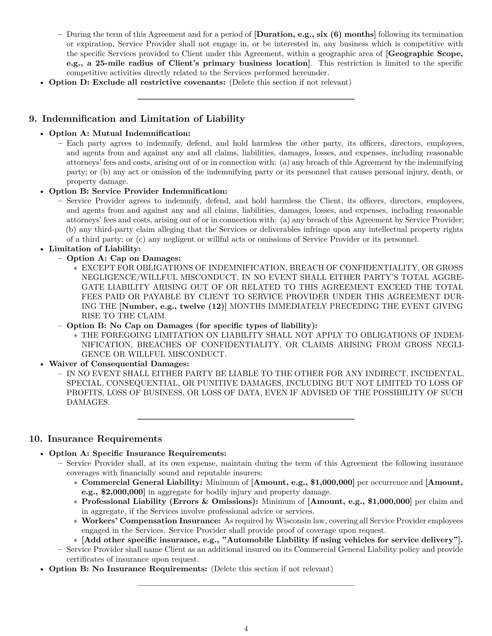 Preview page 4 of Pro Wisconsin service contract template