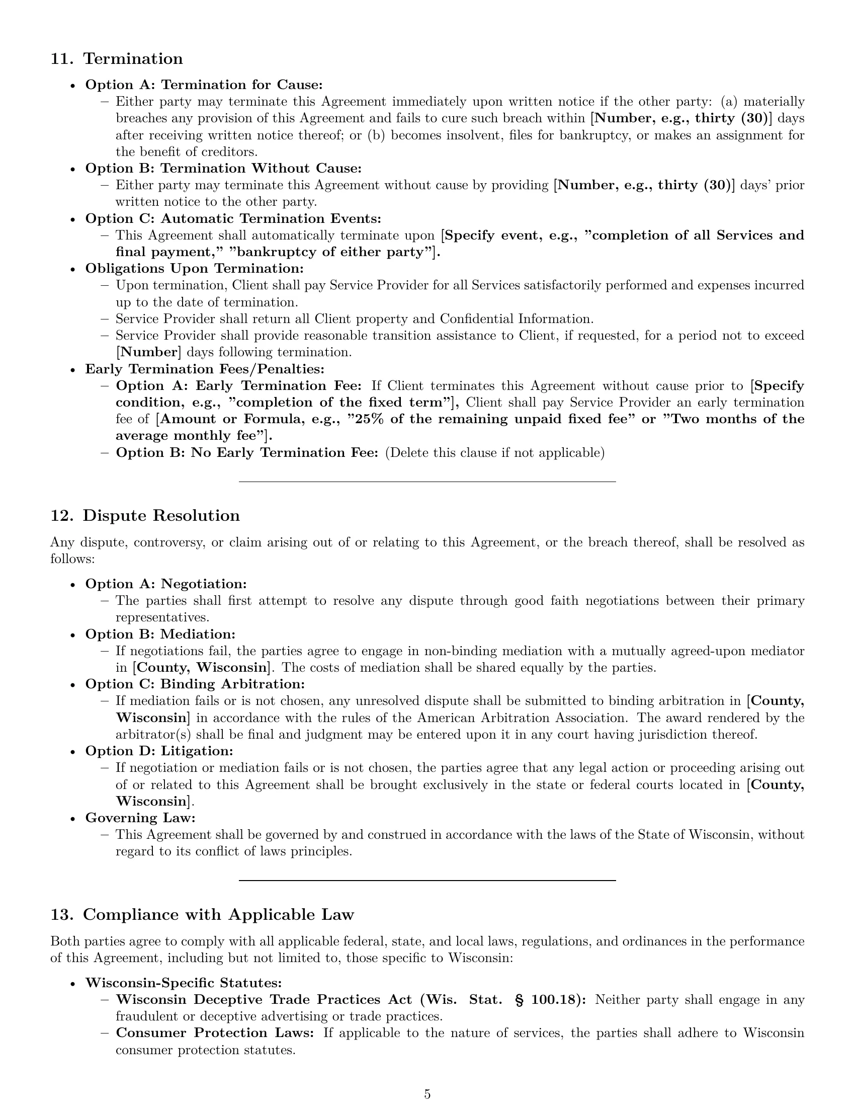 Preview page 5 of Pro Wisconsin service contract template