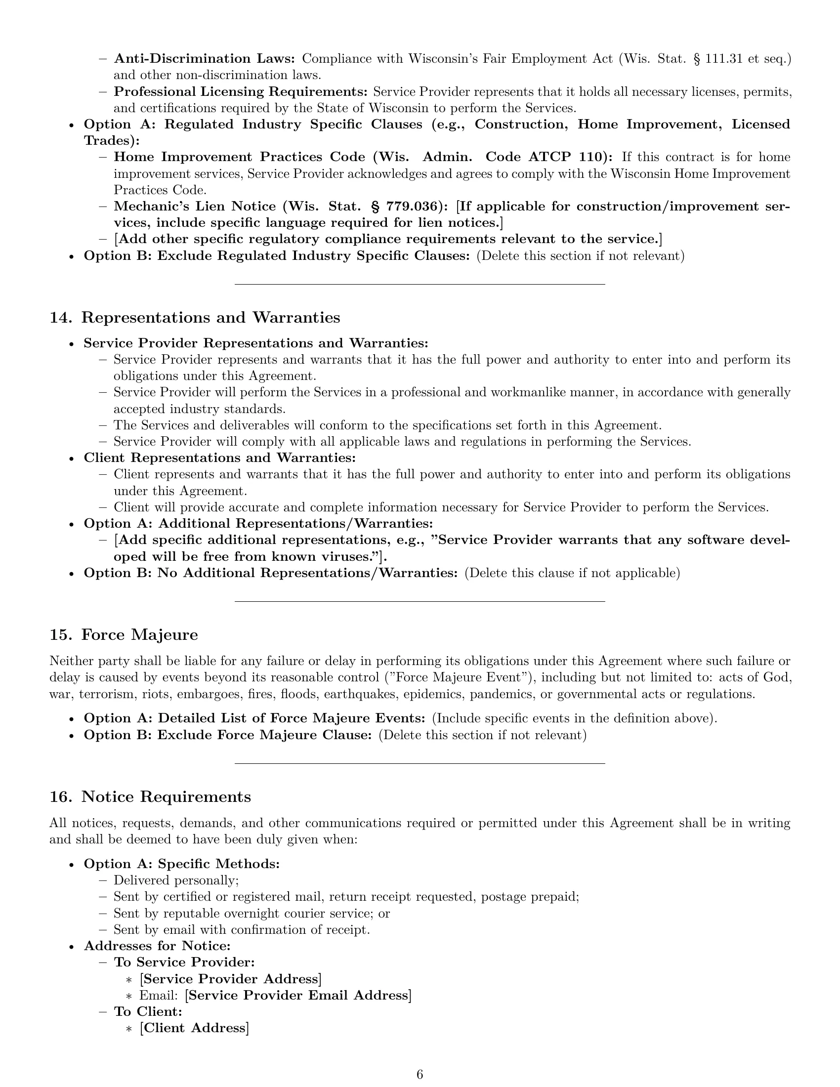 Preview page 6 of Pro Wisconsin service contract template