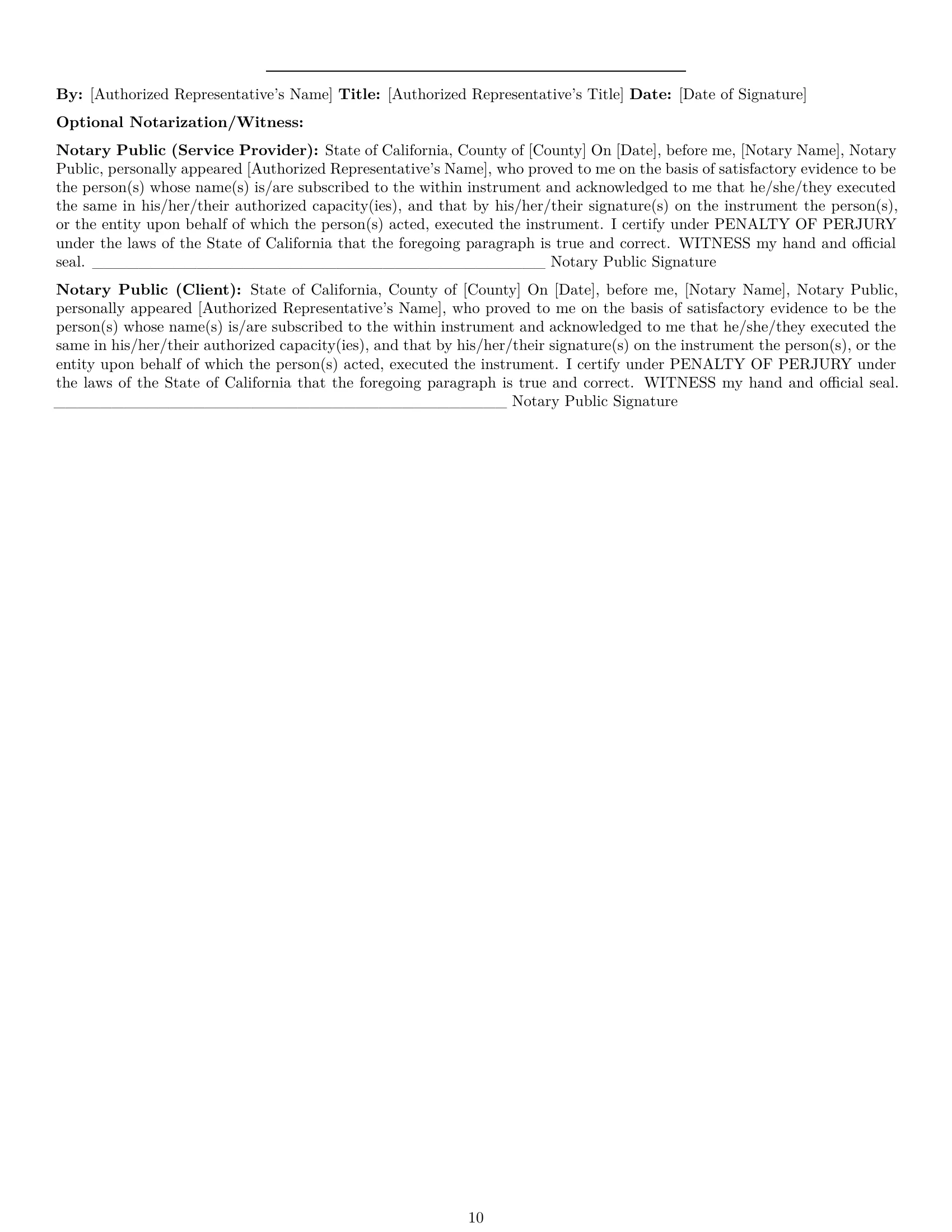 Preview page 10 of Pro California service contract template
