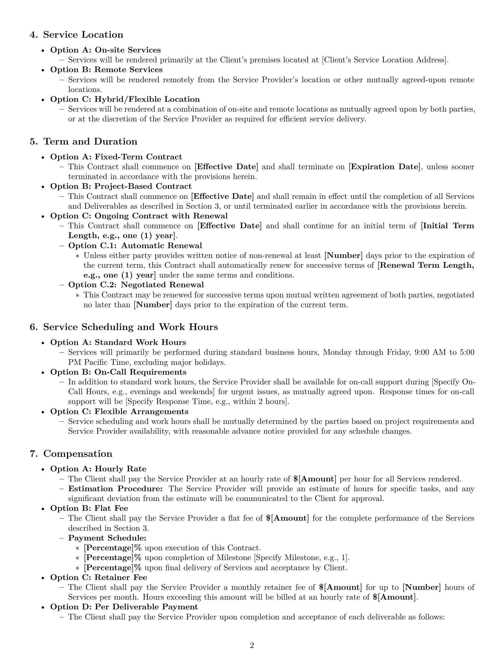 Preview page 2 of Pro California service contract template