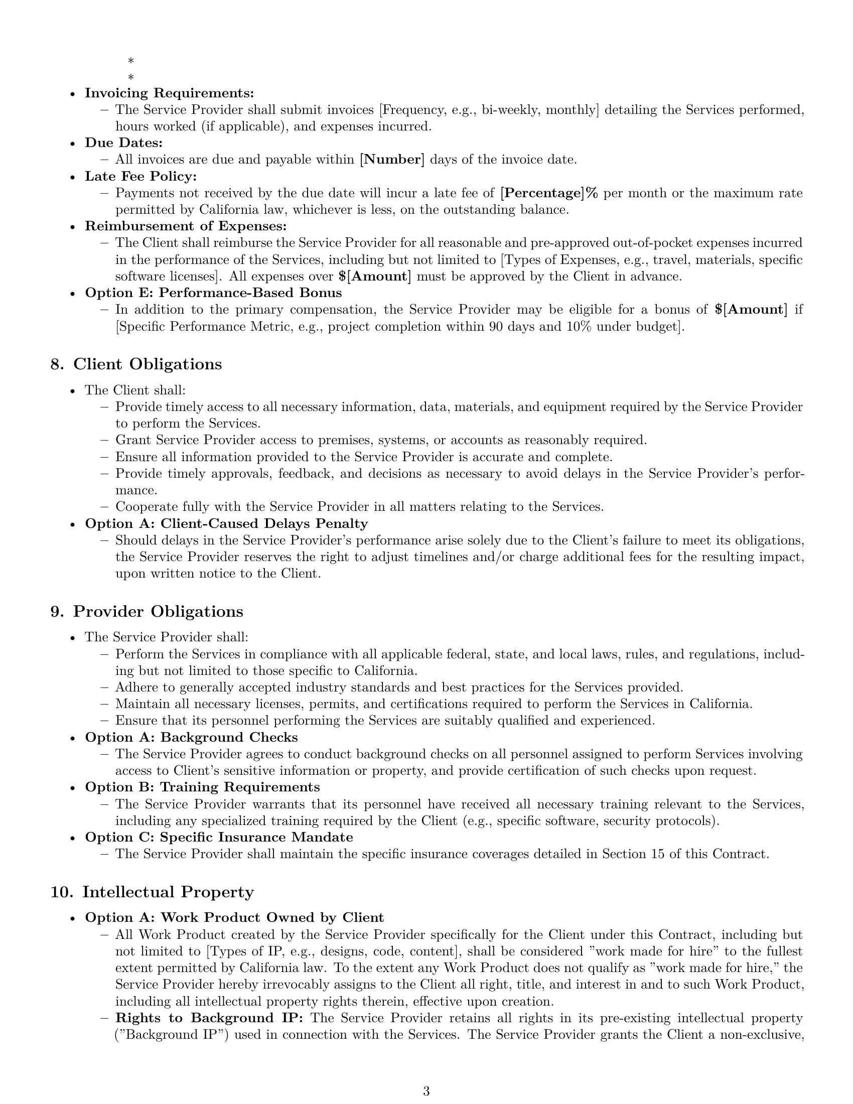 Preview page 3 of Pro California service contract template