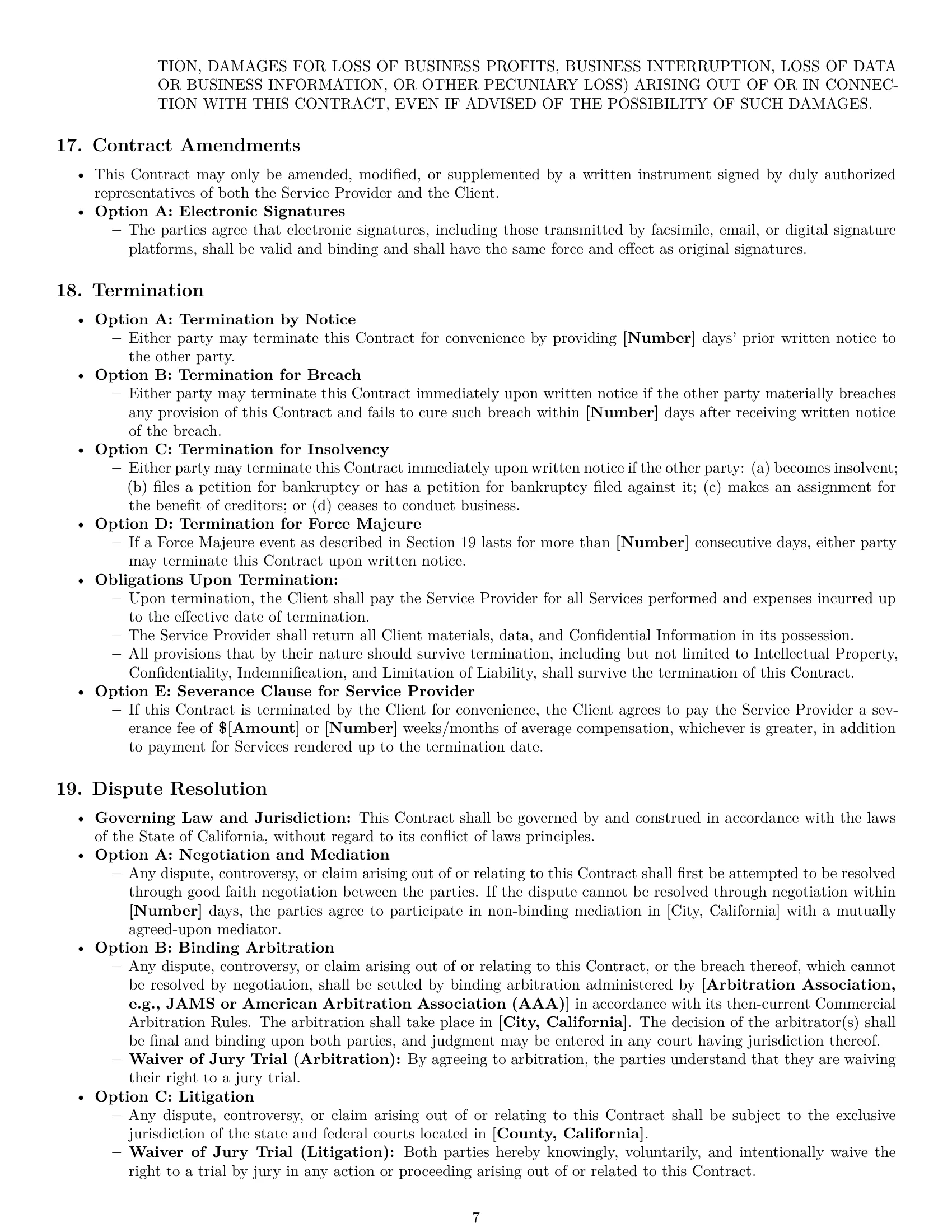 Preview page 7 of Pro California service contract template