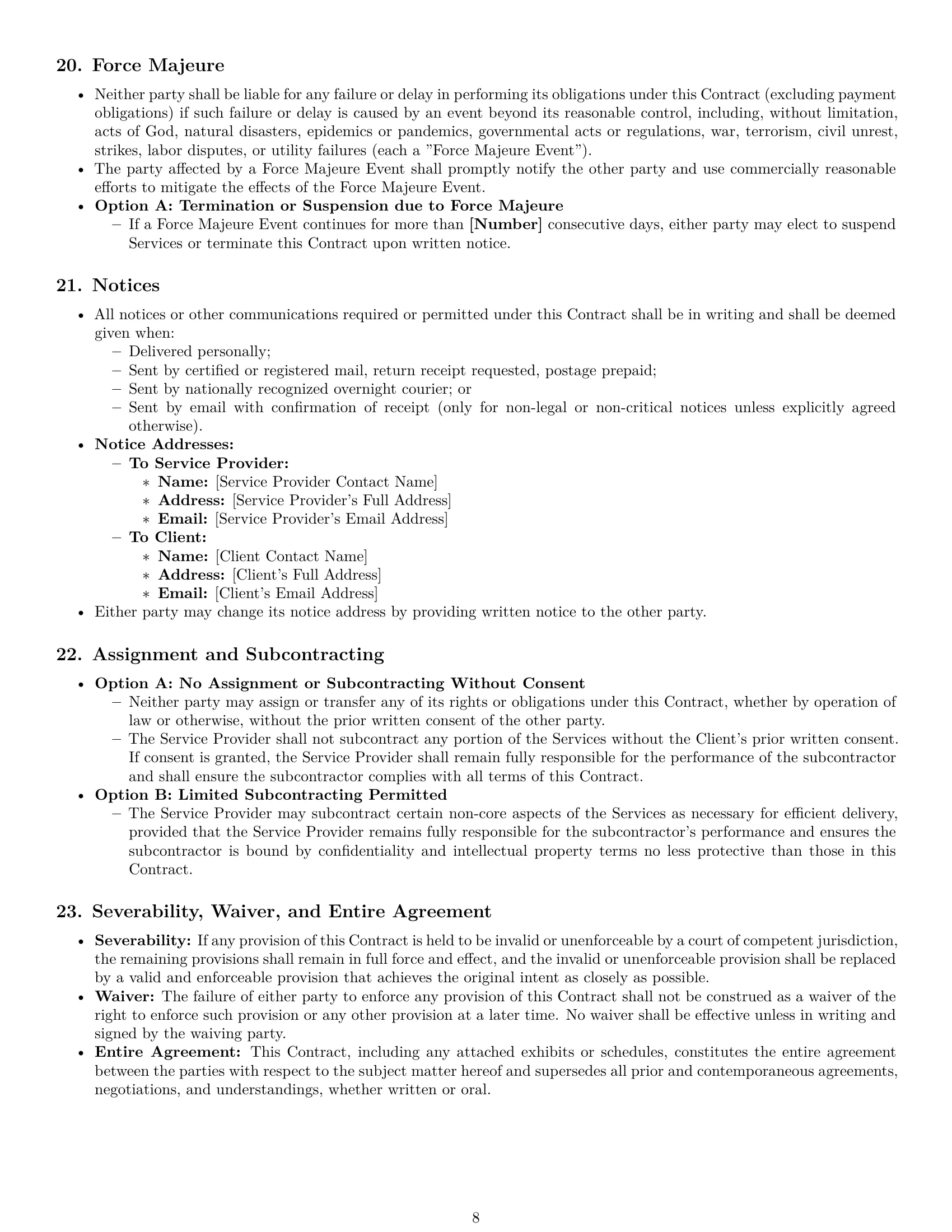 Preview page 8 of Pro California service contract template