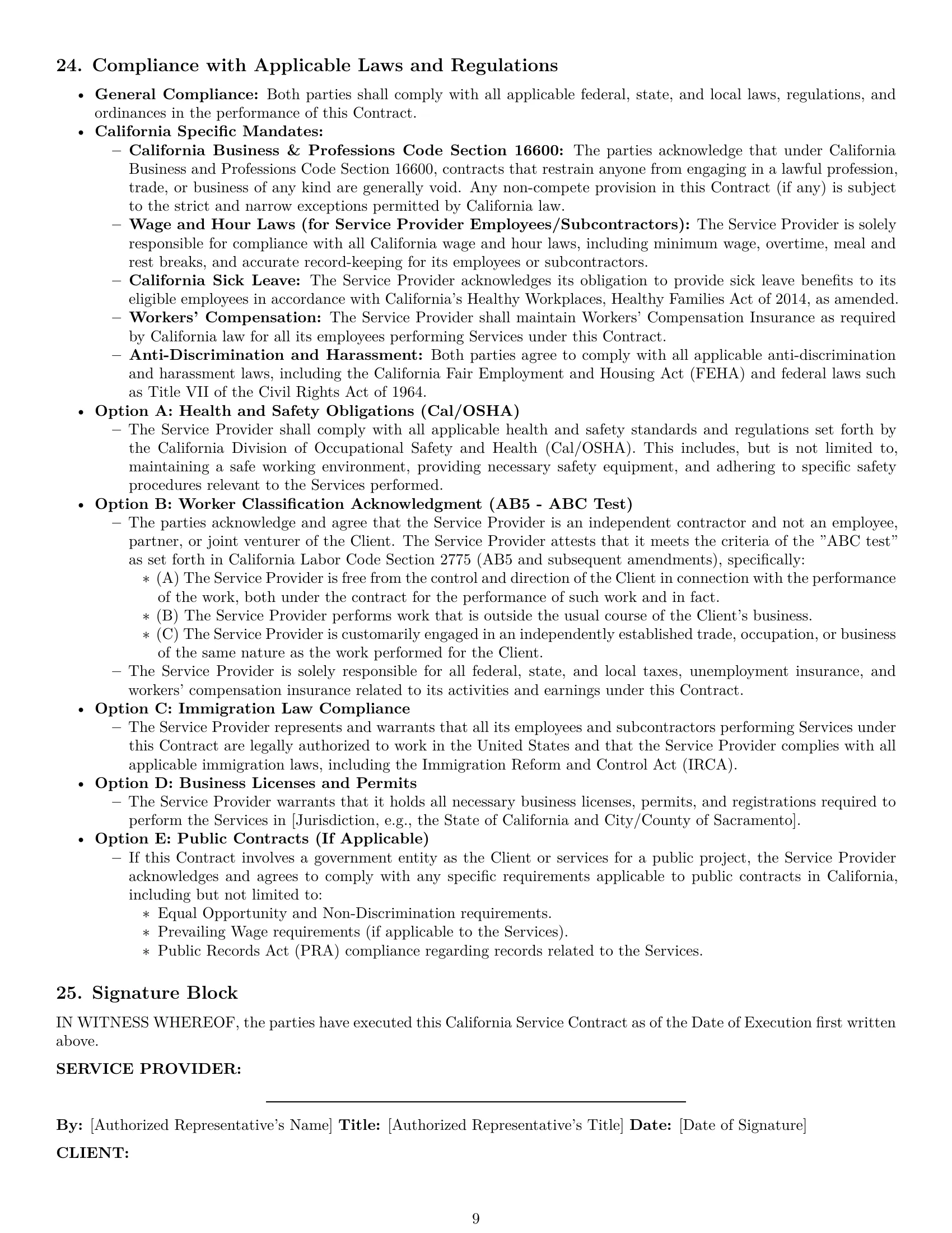Preview page 9 of Pro California service contract template