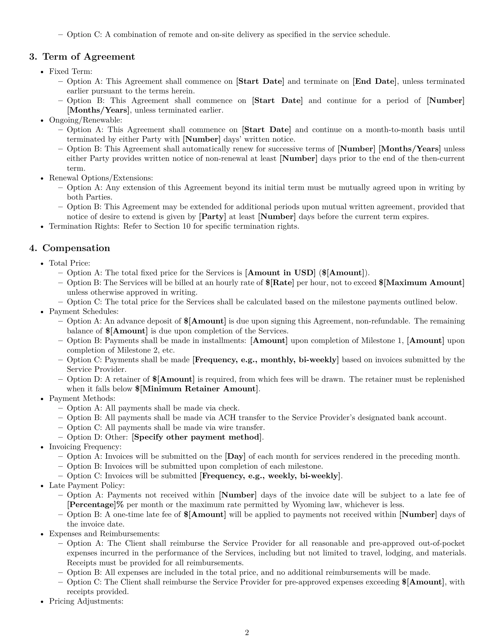 Preview page 2 of Pro Wyoming service contract template