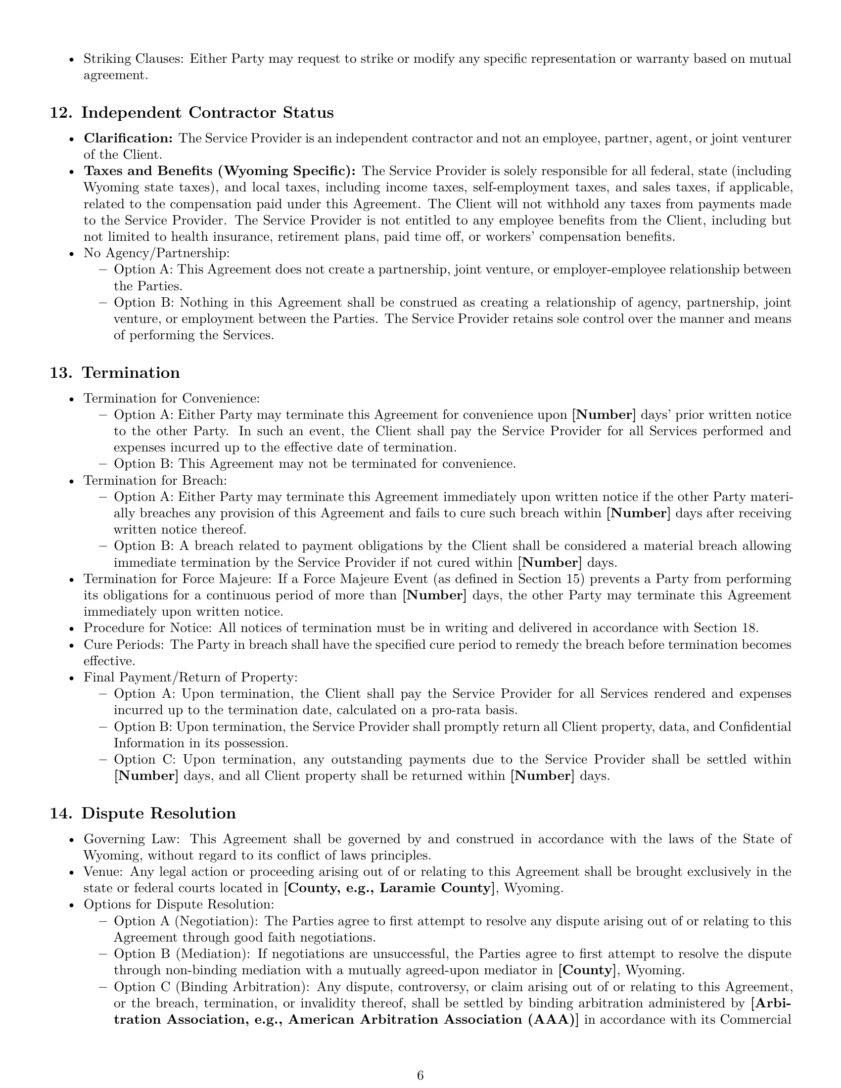 Preview page 6 of Pro Wyoming service contract template
