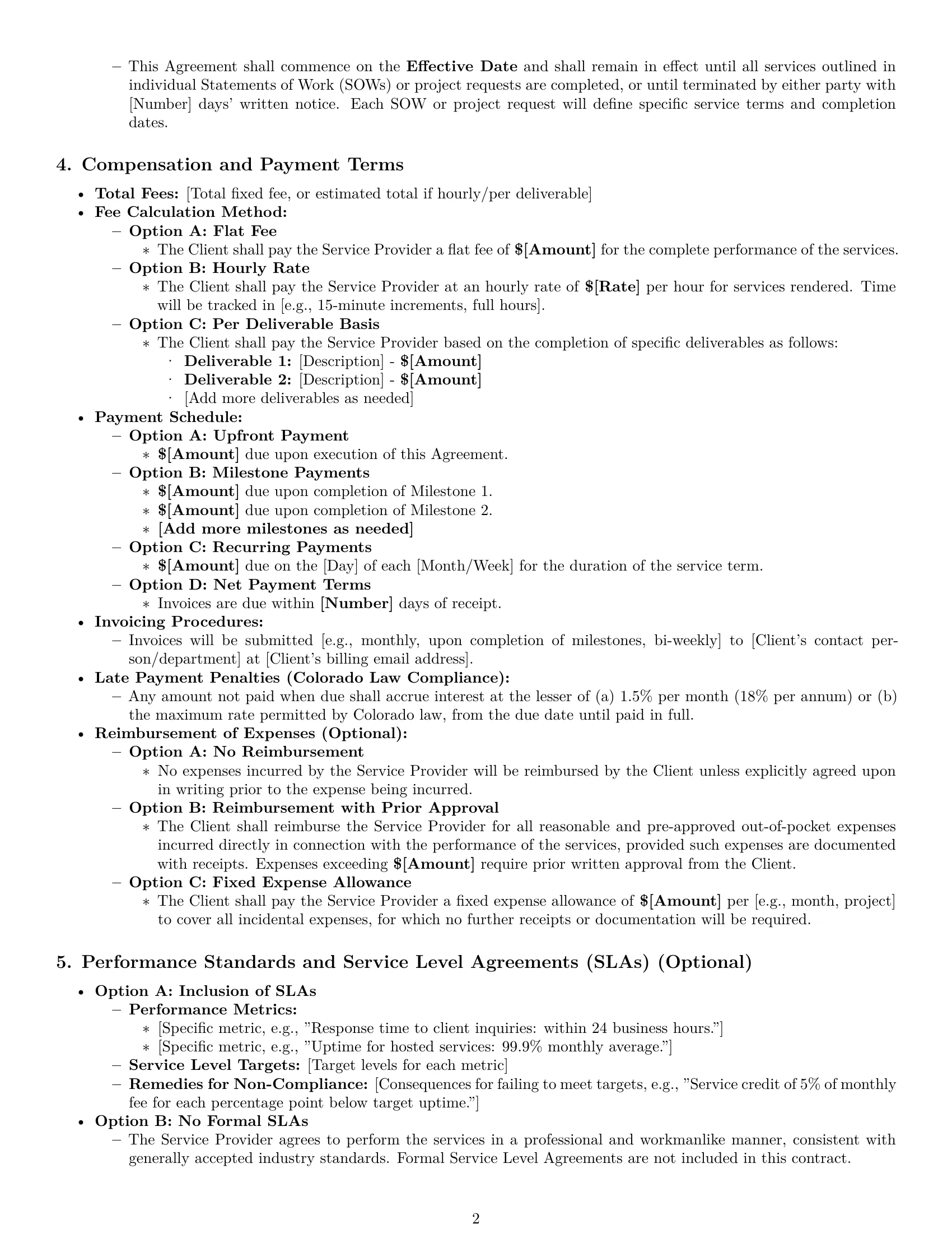 Preview page 2 of Pro Colorado service contract template