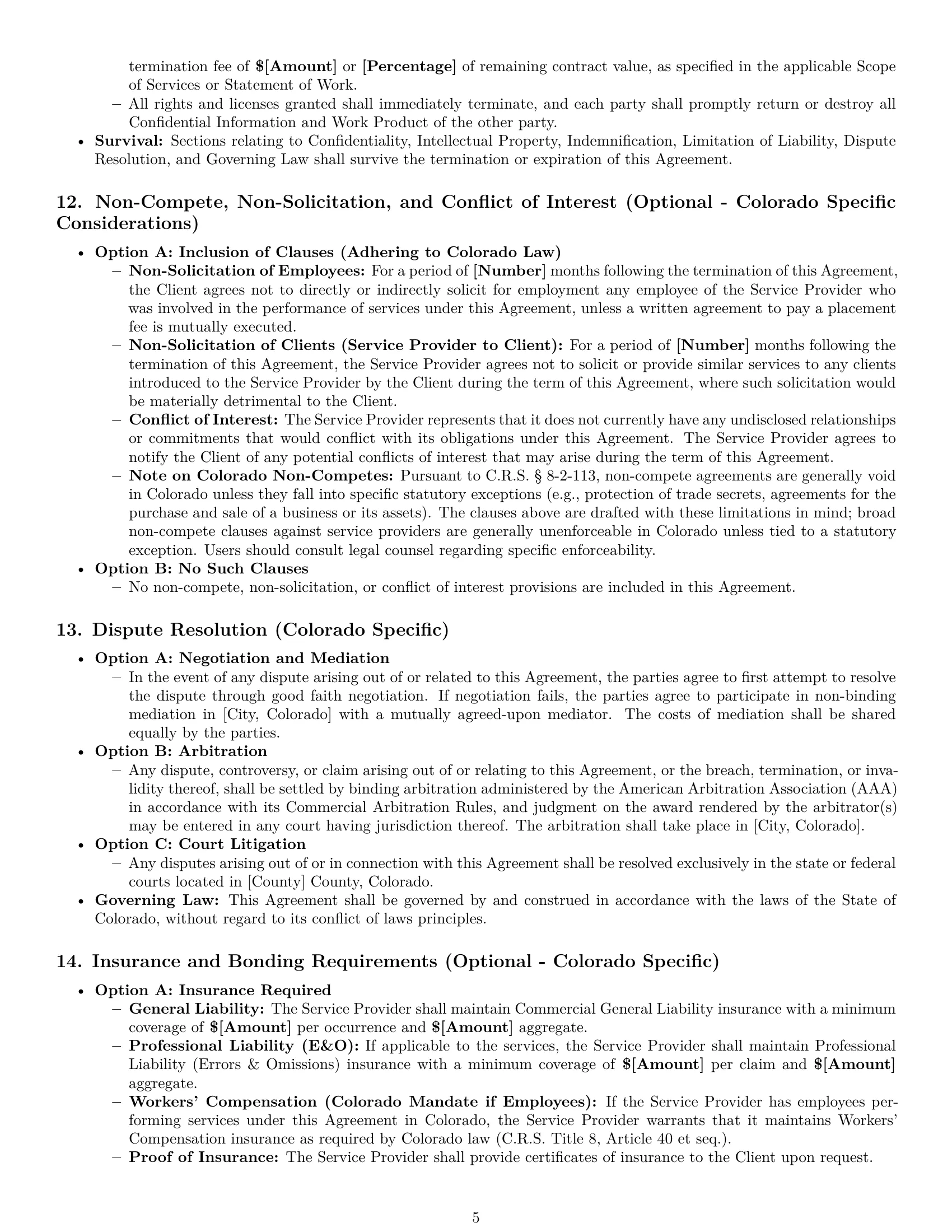 Preview page 5 of Pro Colorado service contract template