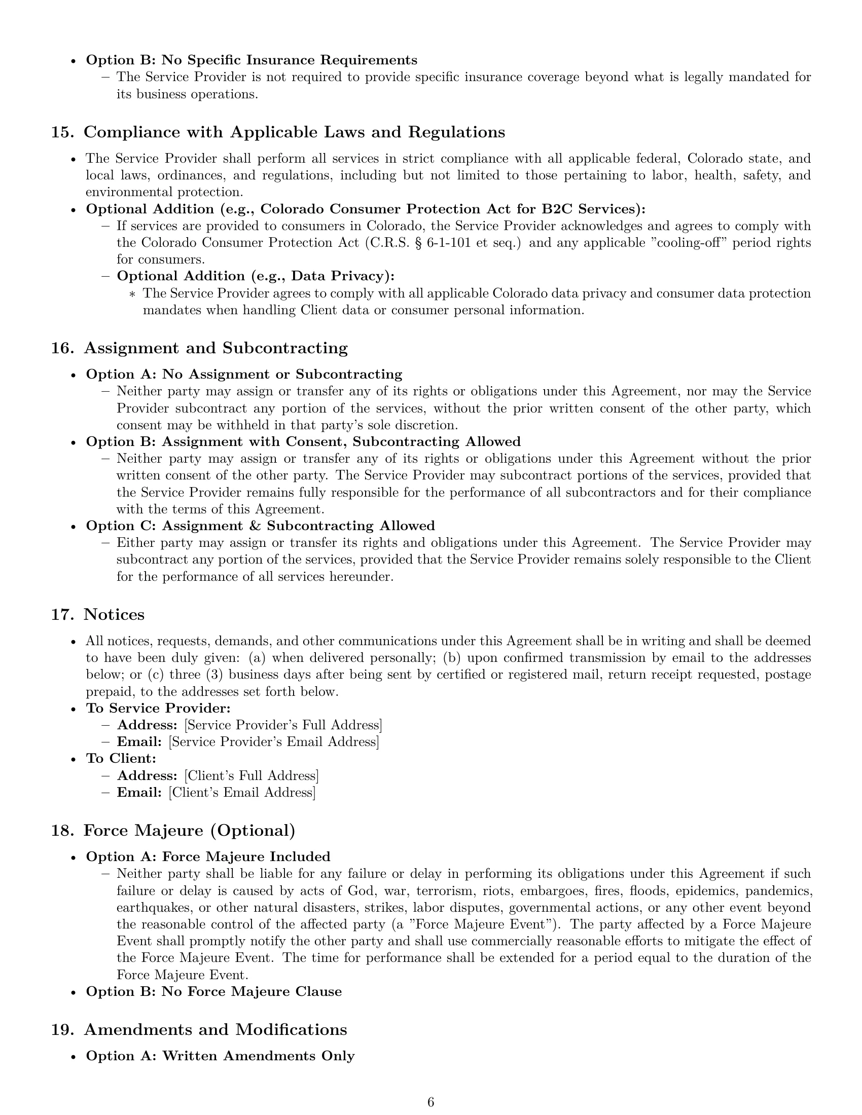 Preview page 6 of Pro Colorado service contract template