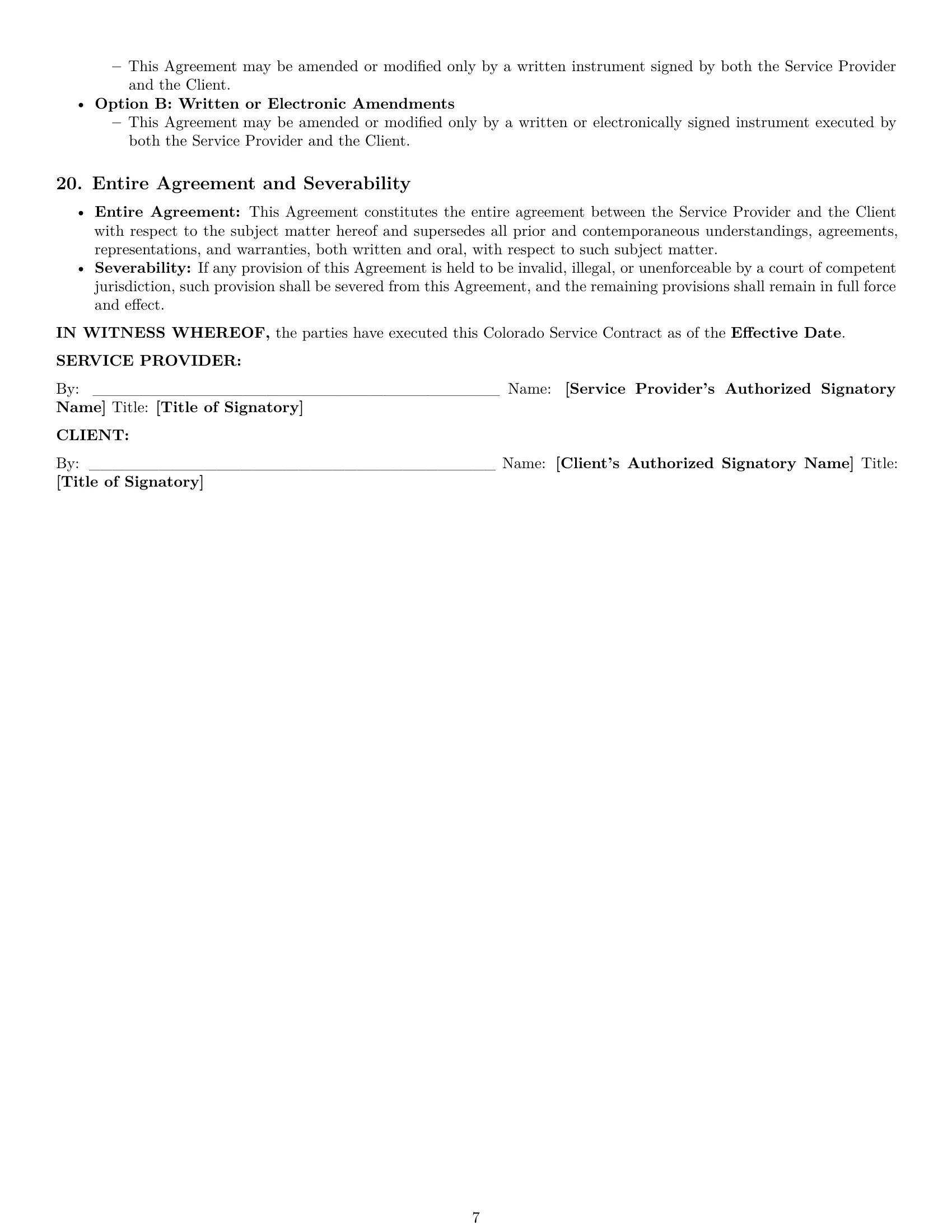 Preview page 7 of Pro Colorado service contract template
