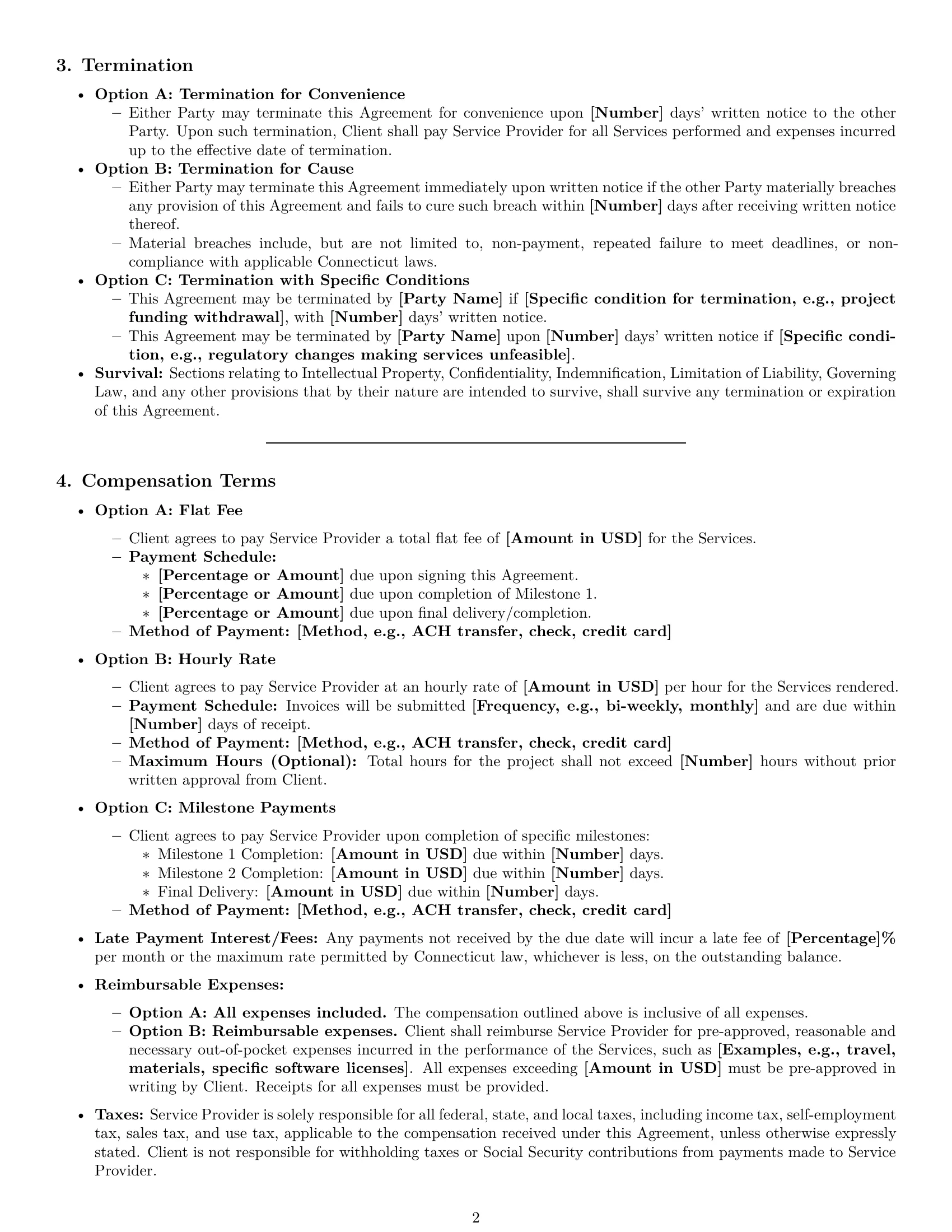 Preview page 2 of Pro Connecticut service contract template