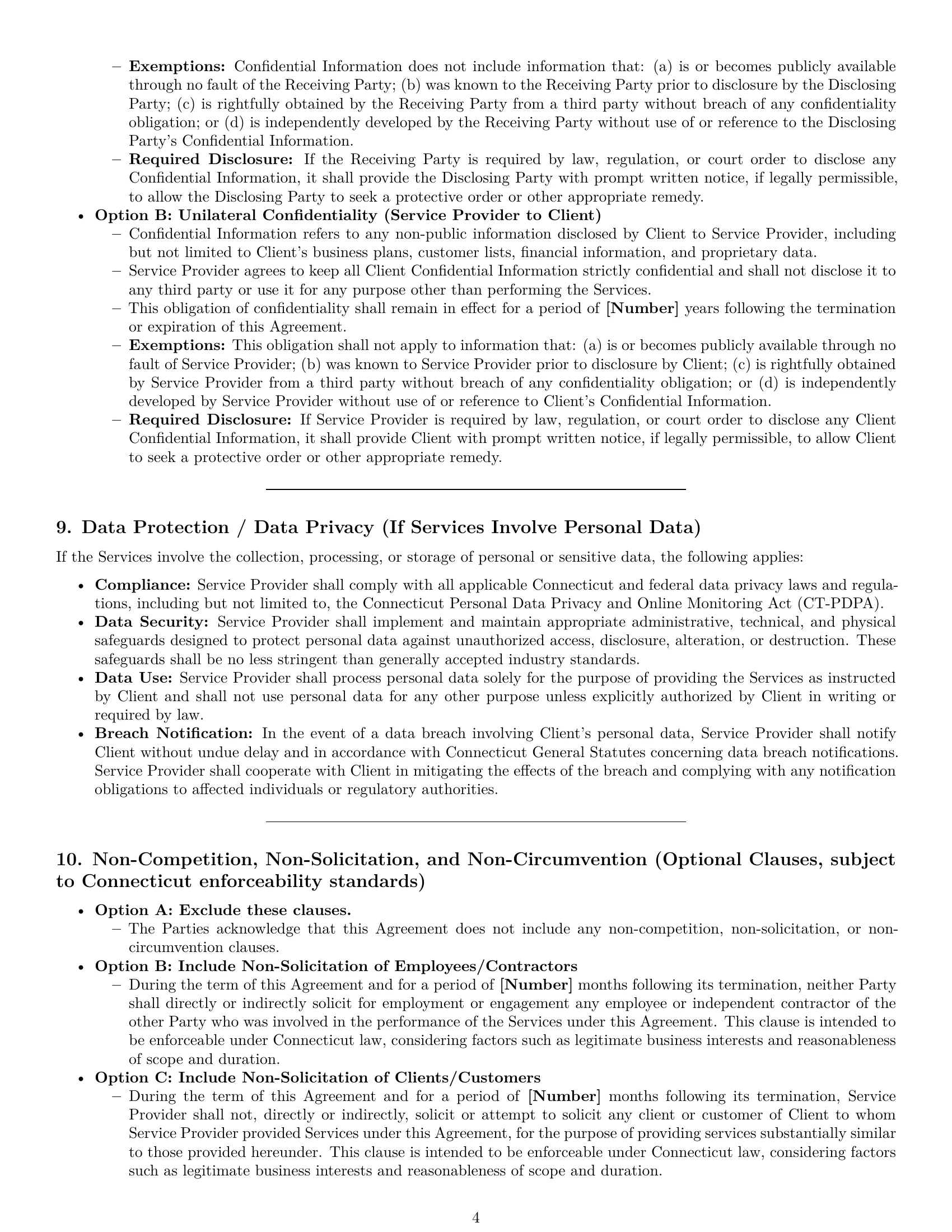 Preview page 4 of Pro Connecticut service contract template