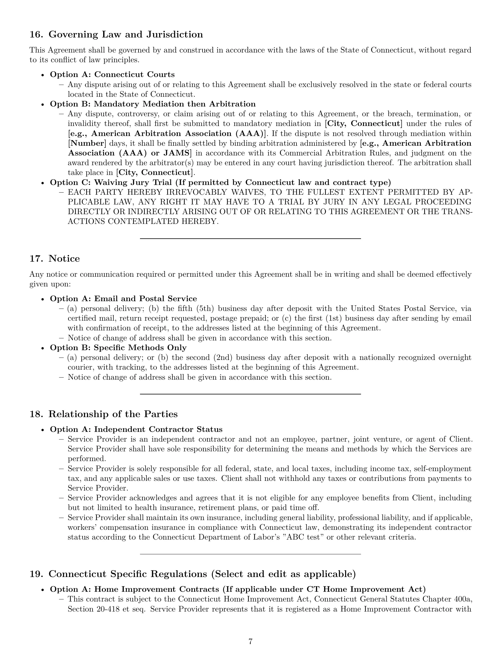Preview page 7 of Pro Connecticut service contract template