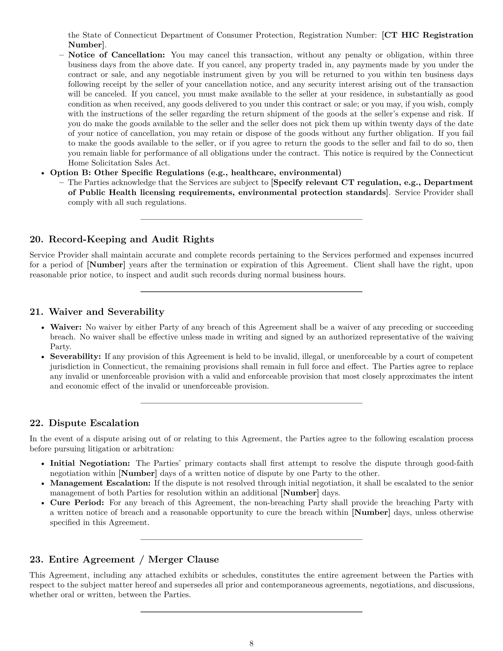 Preview page 8 of Pro Connecticut service contract template