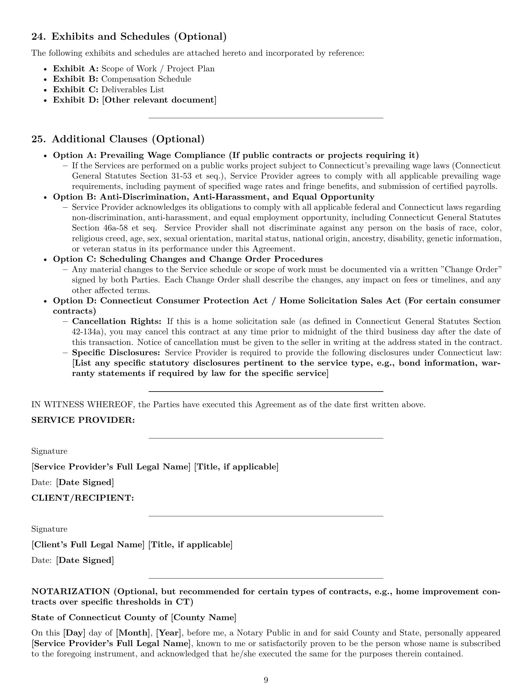 Preview page 9 of Pro Connecticut service contract template
