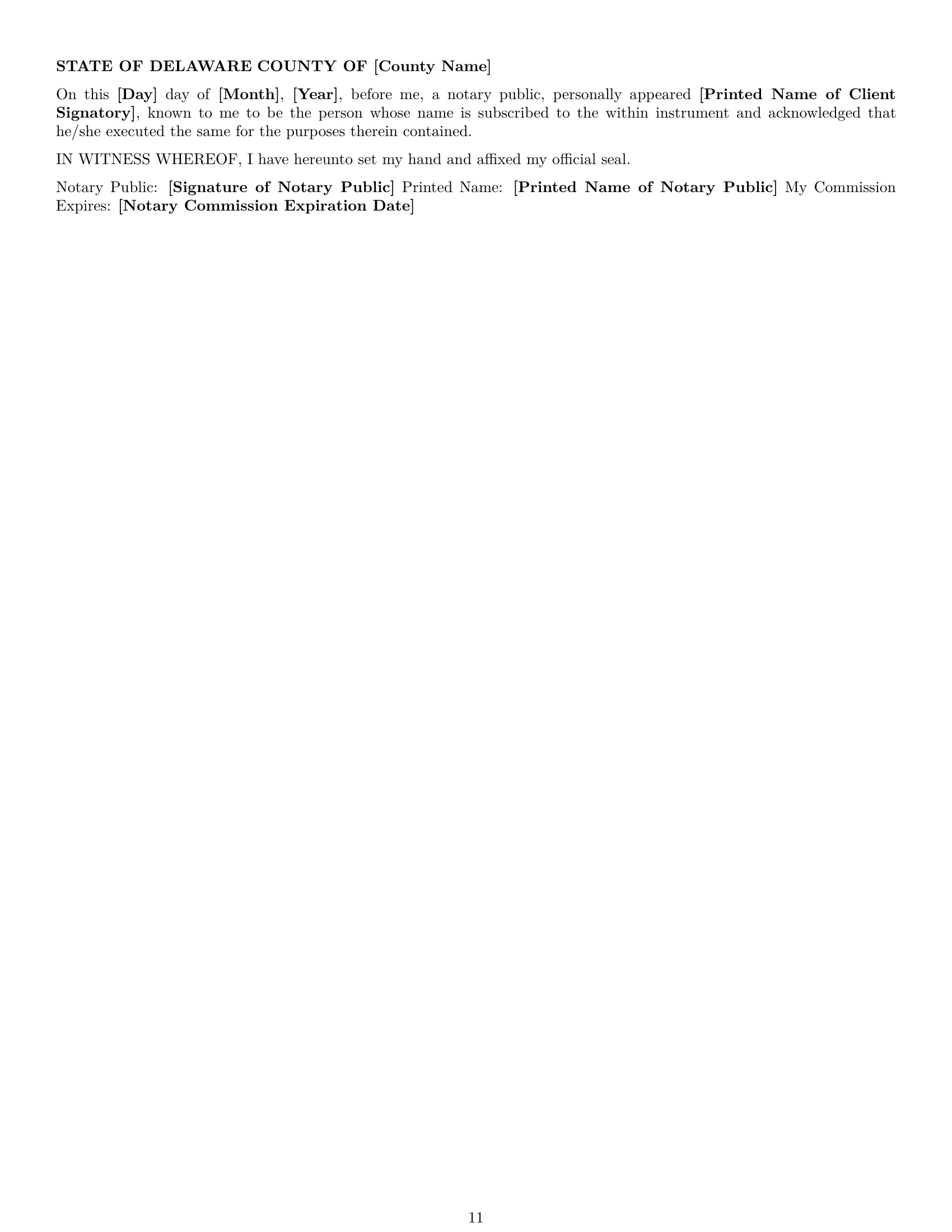 Preview page 11 of Pro Delaware service contract template