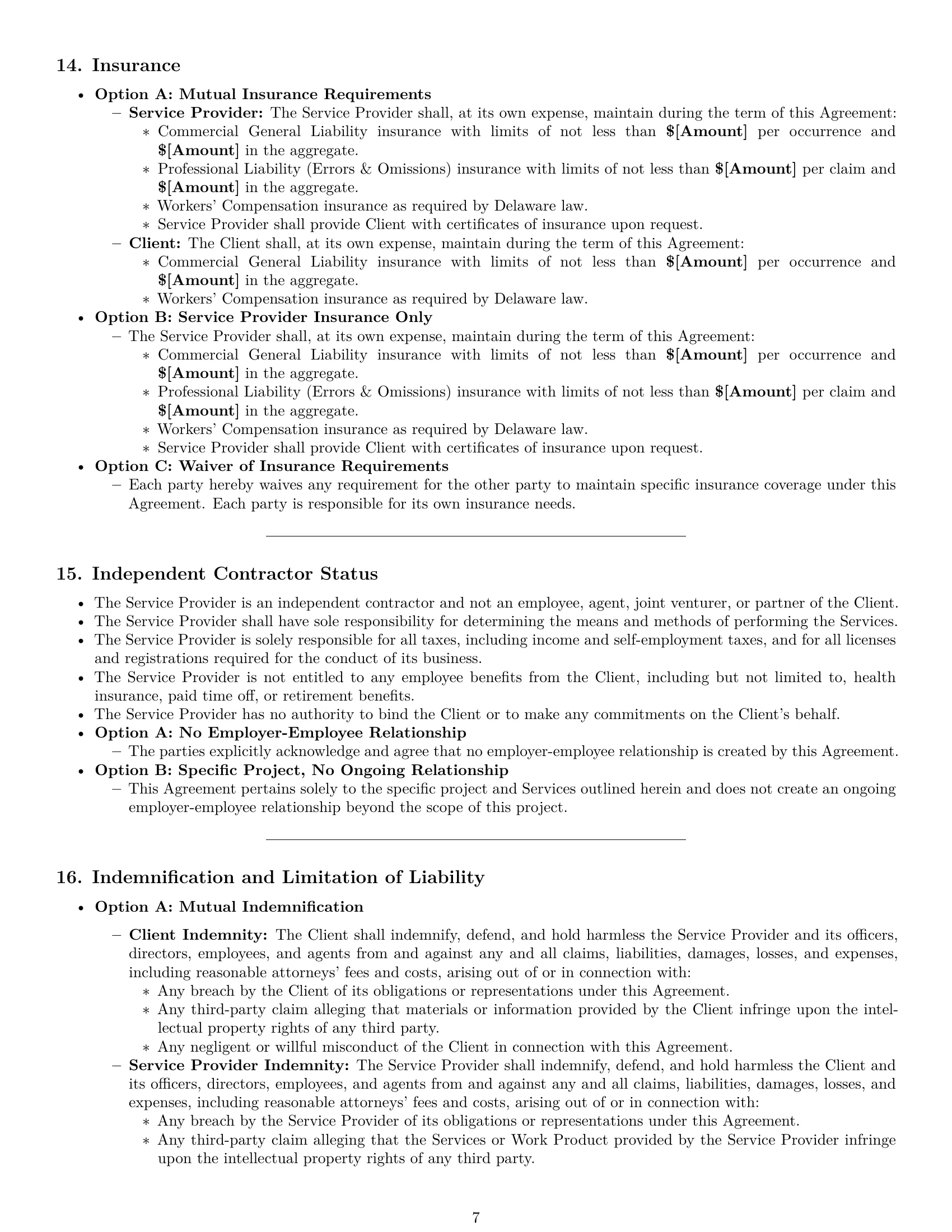 Preview page 7 of Pro Delaware service contract template
