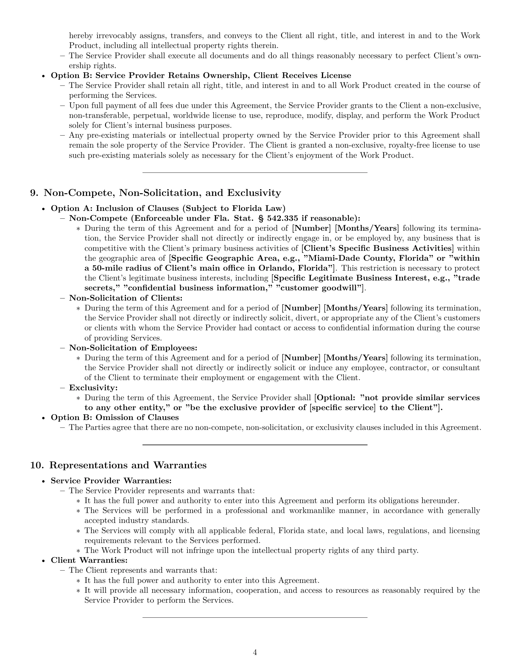 Preview page 4 of Pro Florida service contract template