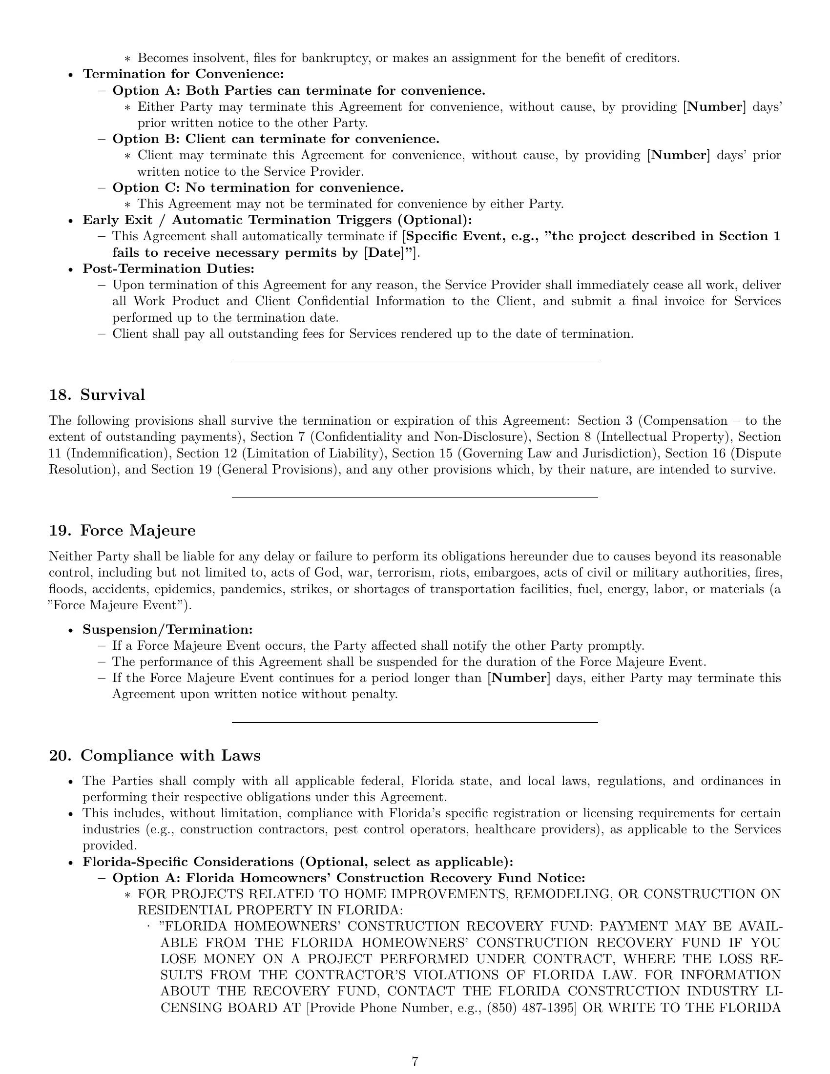Preview page 7 of Pro Florida service contract template