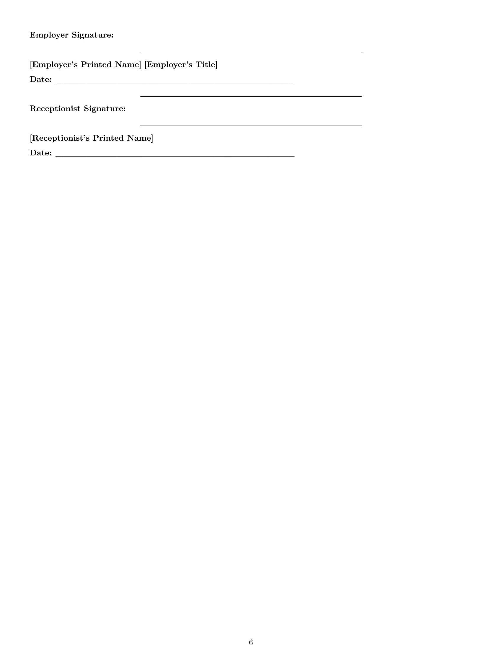 Preview page 6 of Pro Idaho receptionist employment contract template