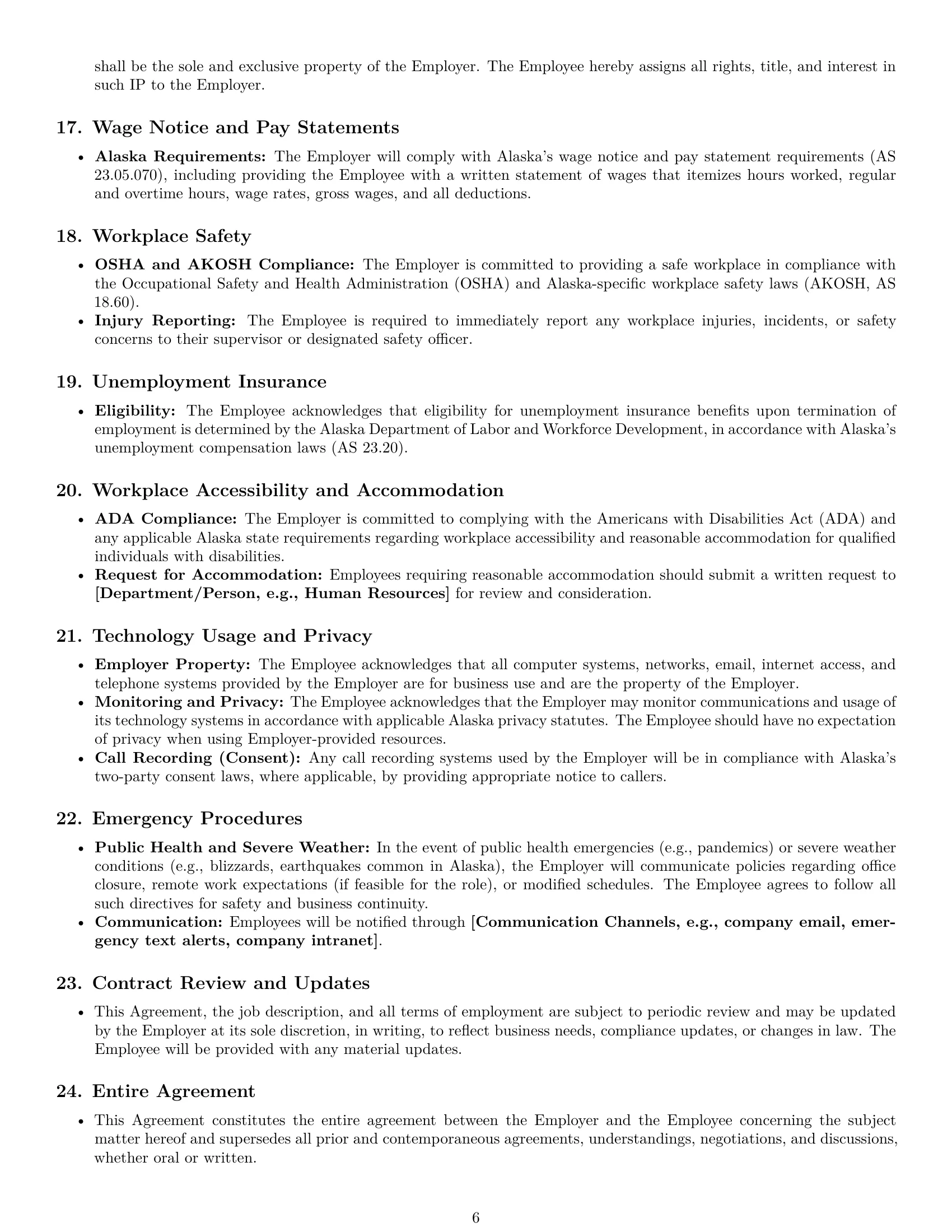 Preview page 6 of Pro Alaska receptionist employment contract template
